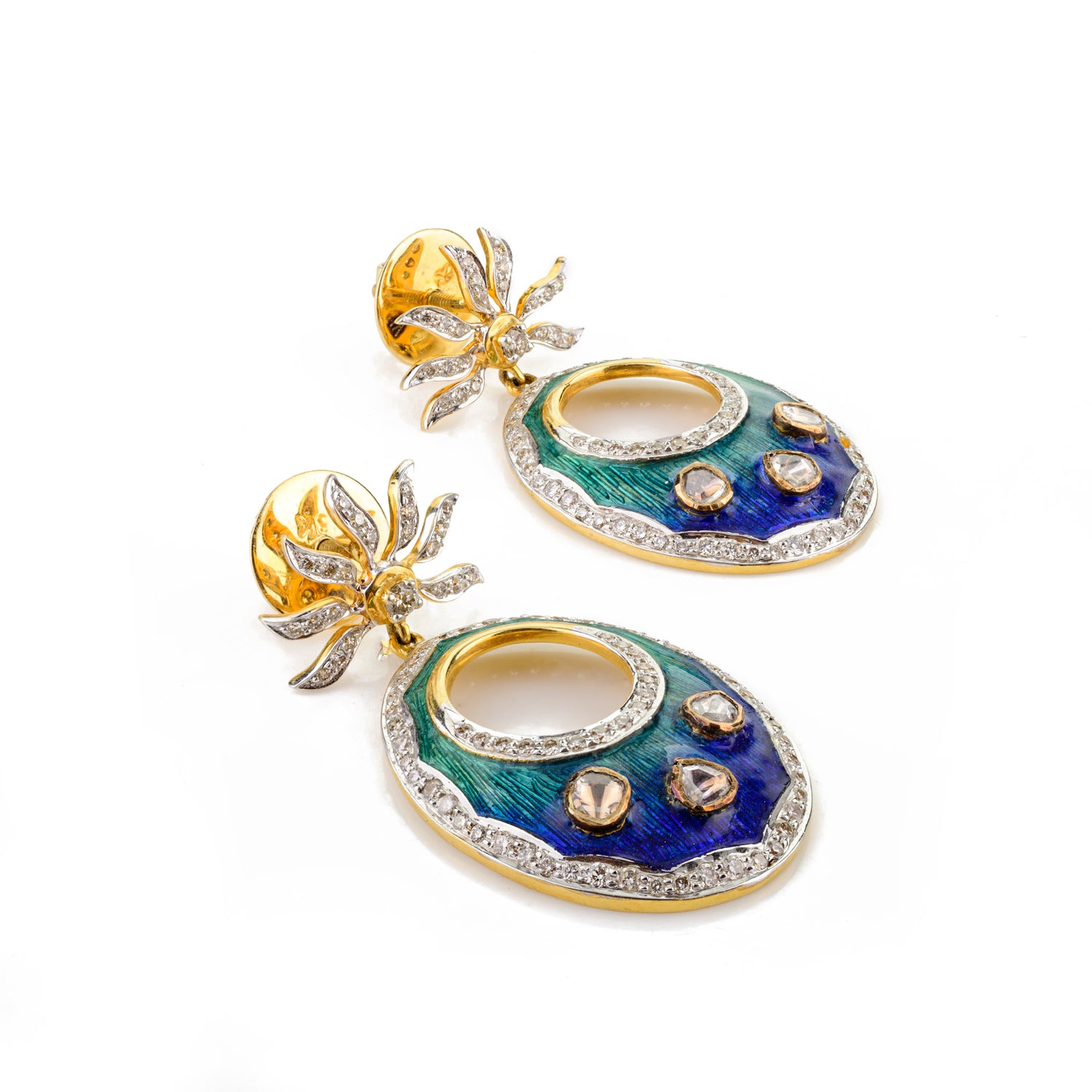 18K Gold Meena Work Earring