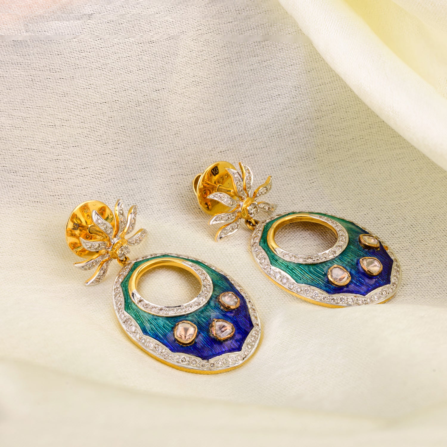 18K Gold Meena Work Earring