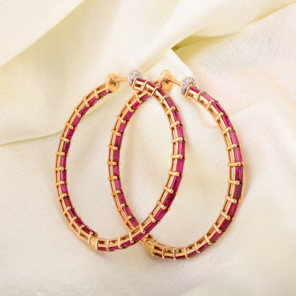 18K Gold Ruby Earring