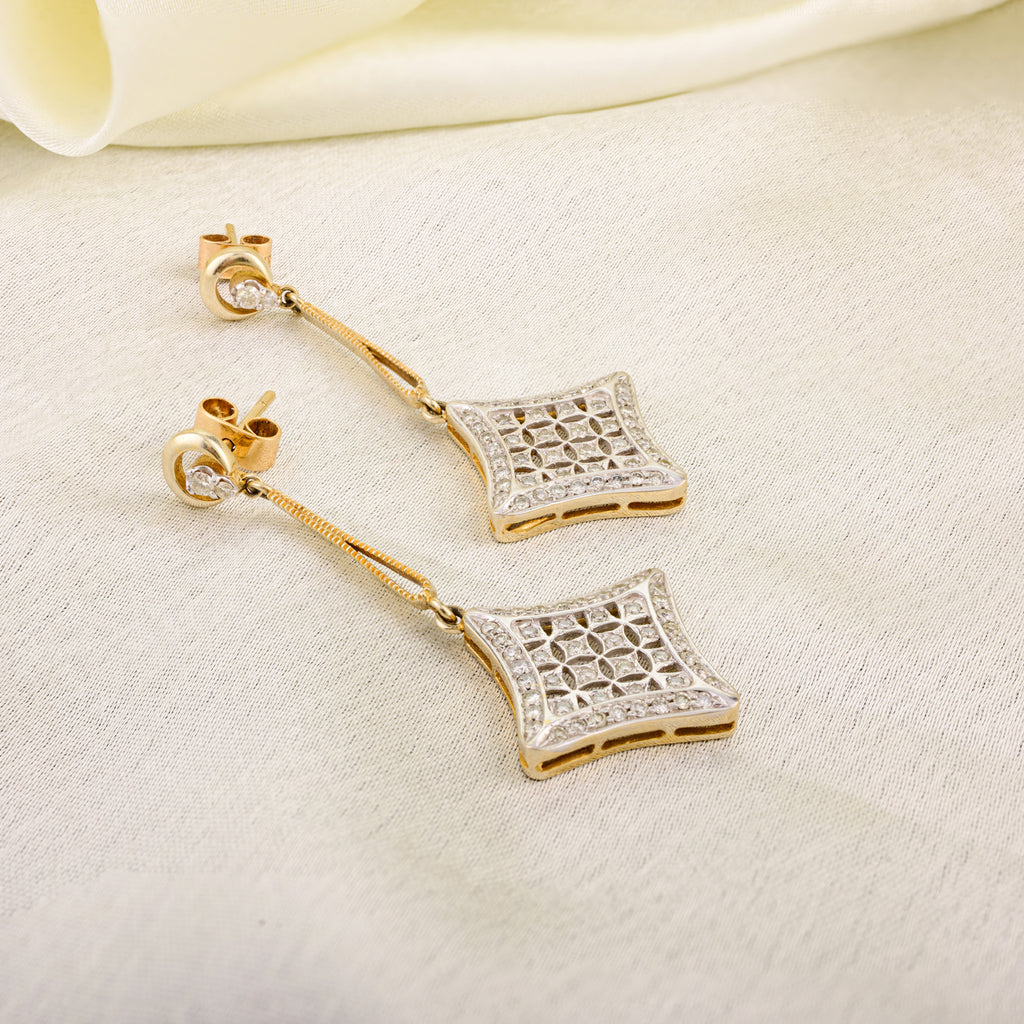Diamond 18K Gold Dangle Earrings