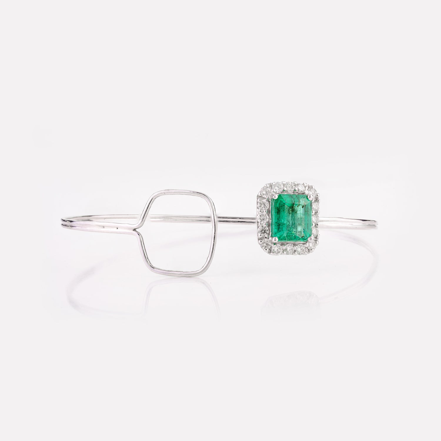 Rectangle Emerald Diamond 18K Gold Bangle