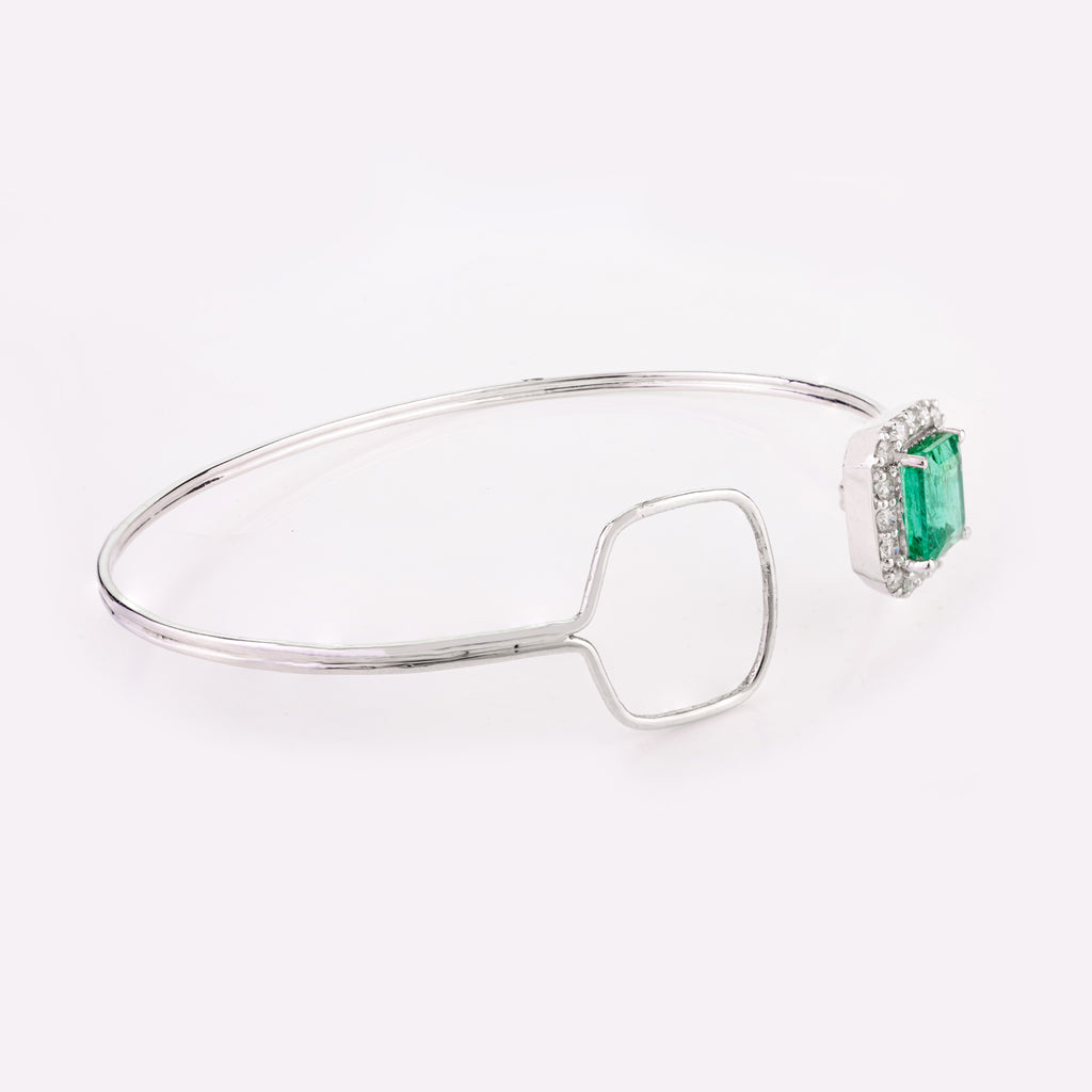 Rectangle Emerald Diamond 18K Gold Bangle