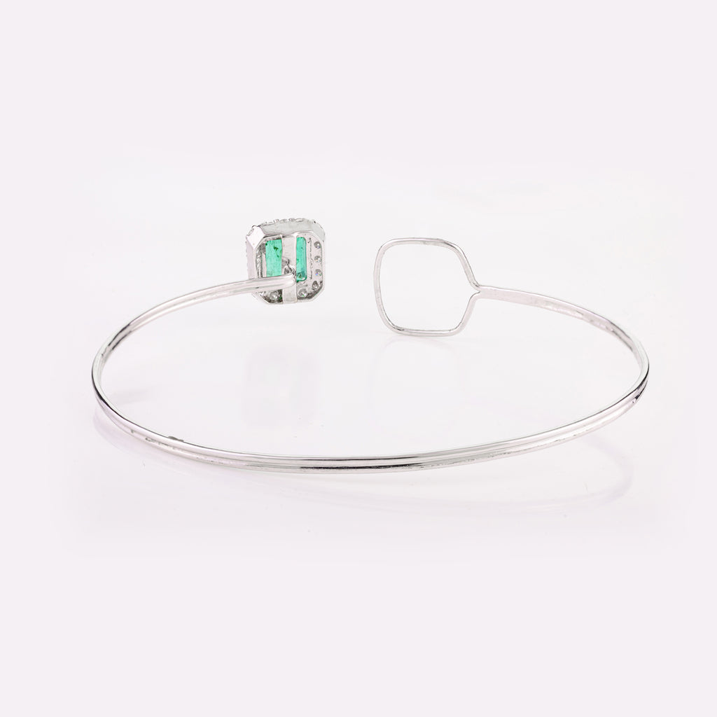 Rectangle Emerald Diamond 18K Gold Bangle