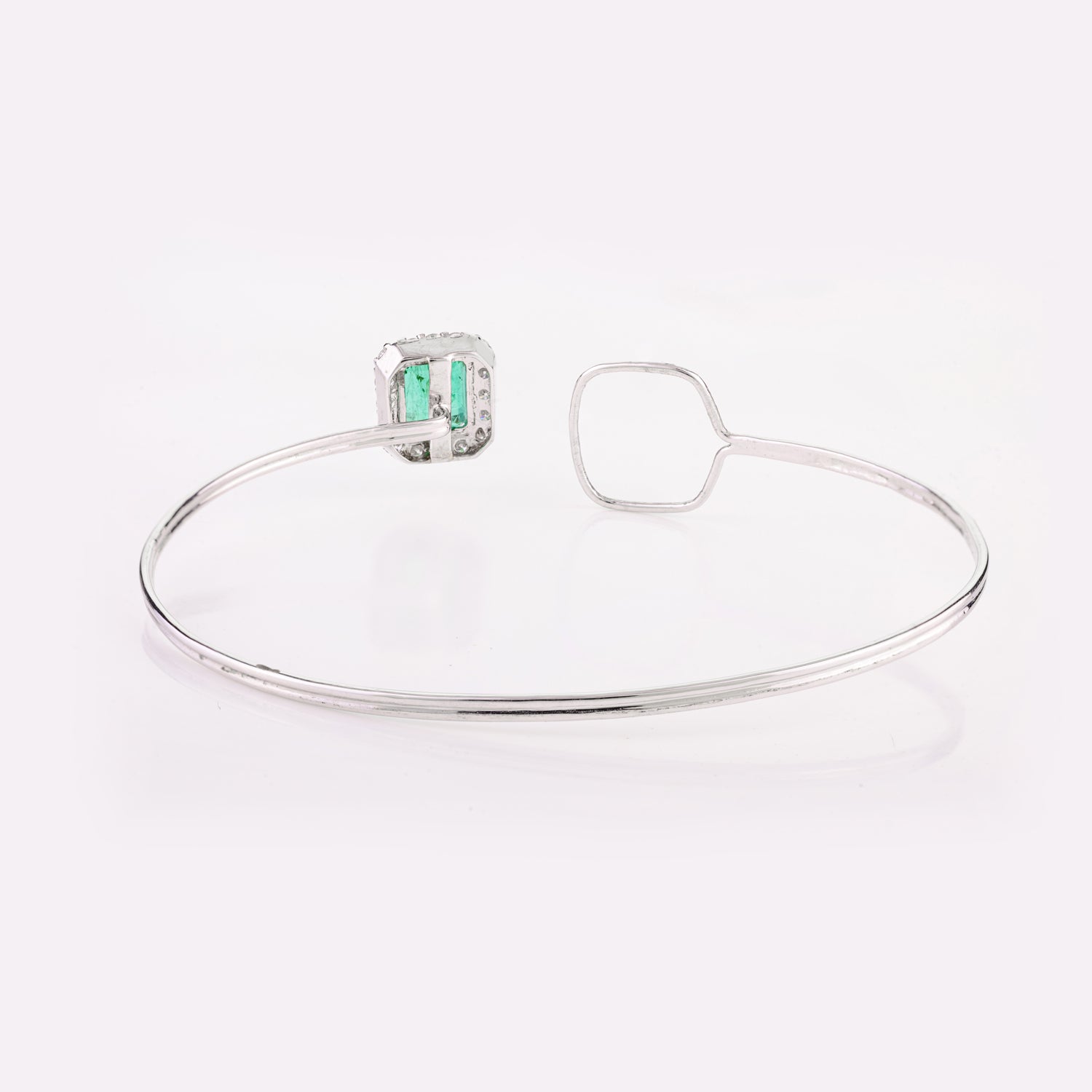 Rectangle Emerald Diamond 18K Gold Bangle