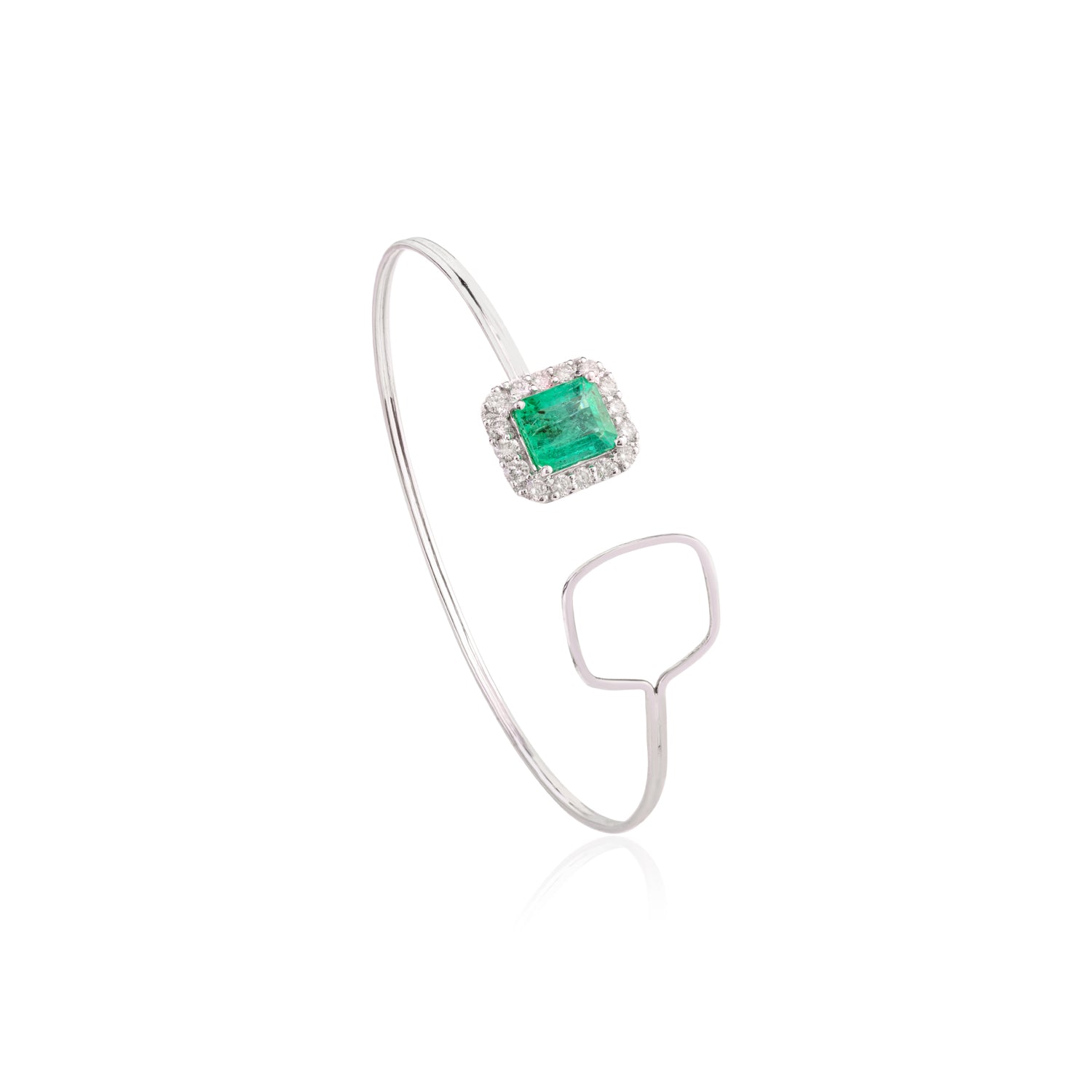 Rectangle Emerald Diamond 18K Gold Bangle