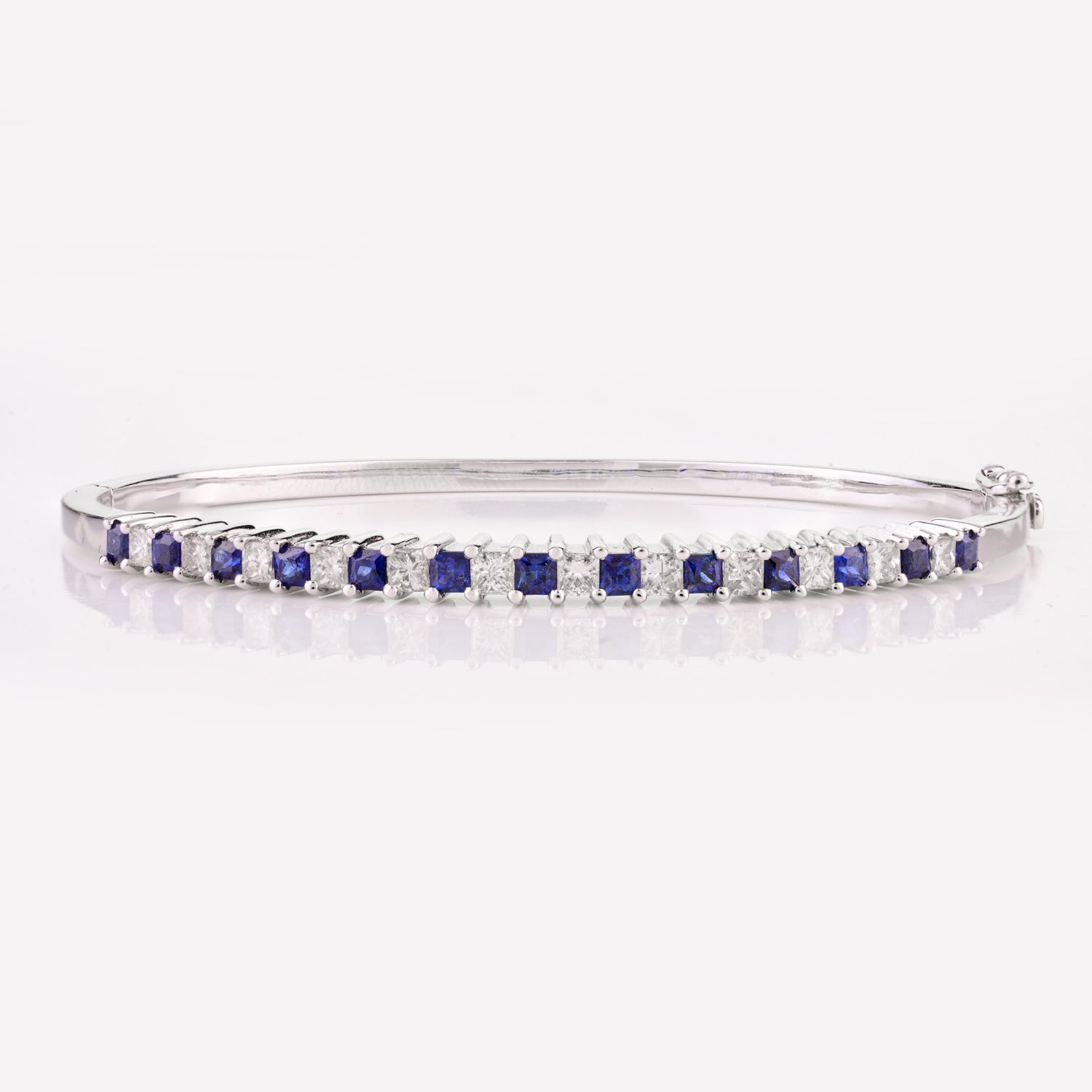 Blue Sapphire & Diamond 18K Gold Bangle