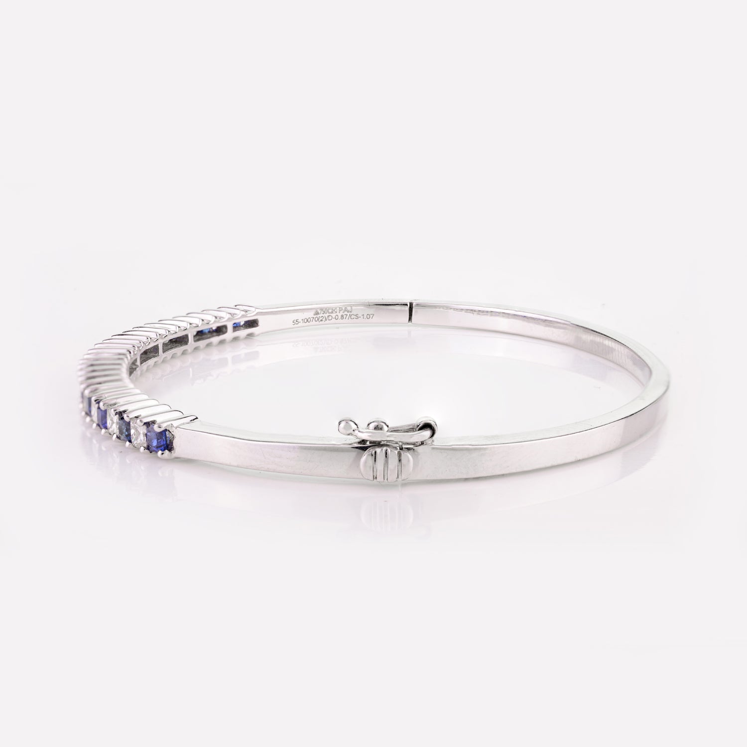 Blue Sapphire & Diamond 18K Gold Bangle