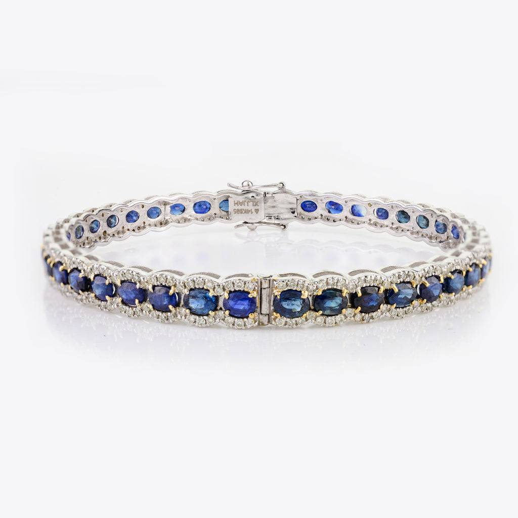 Blue Sapphire Diamond Bangle