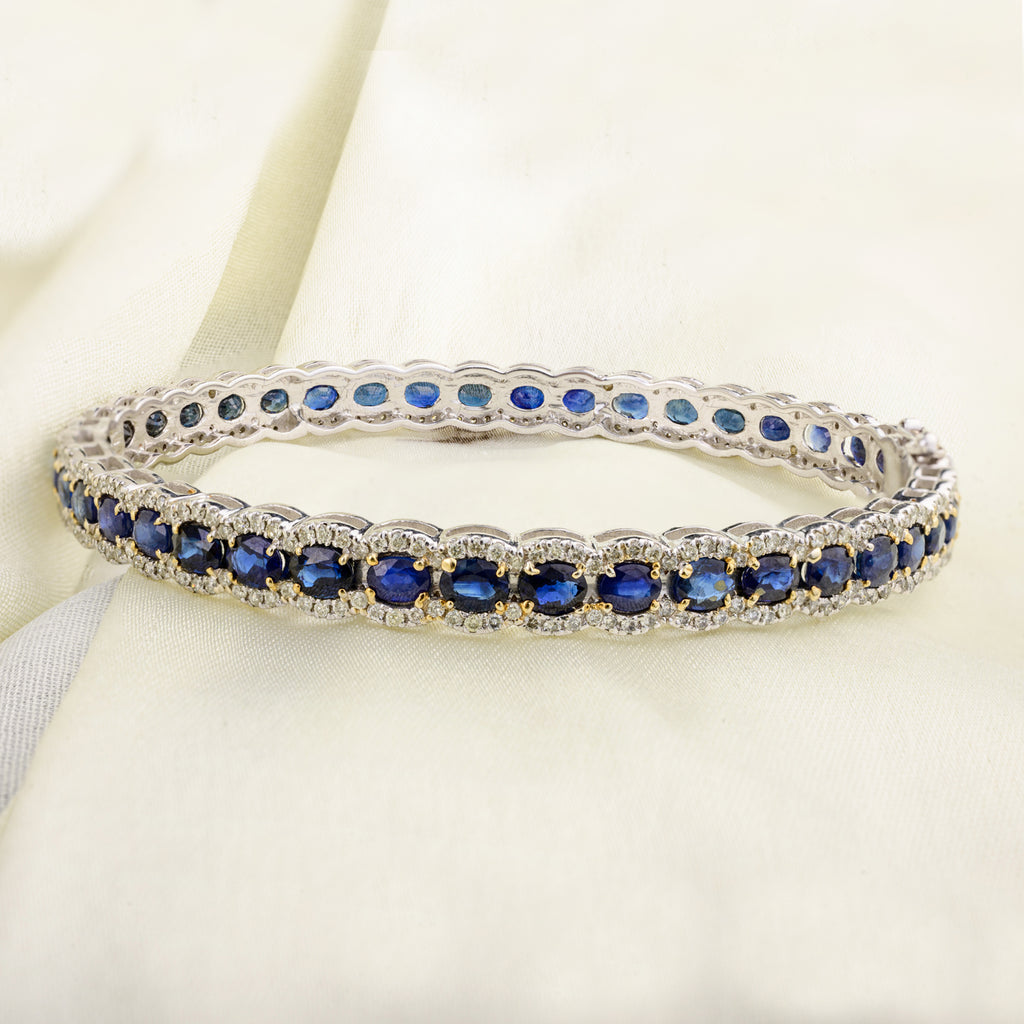 Blue Sapphire Diamond Bangle