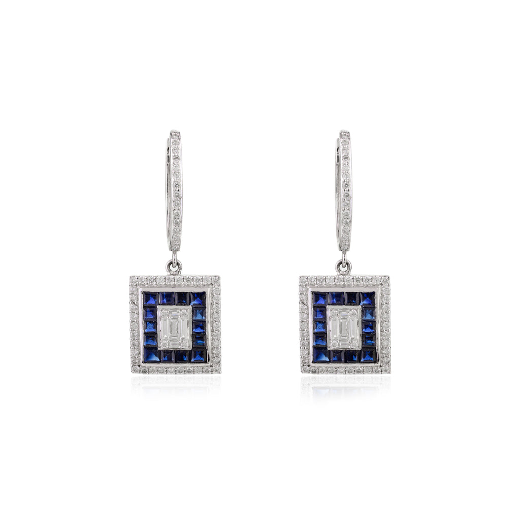 Blue Sapphire Diamond Earring