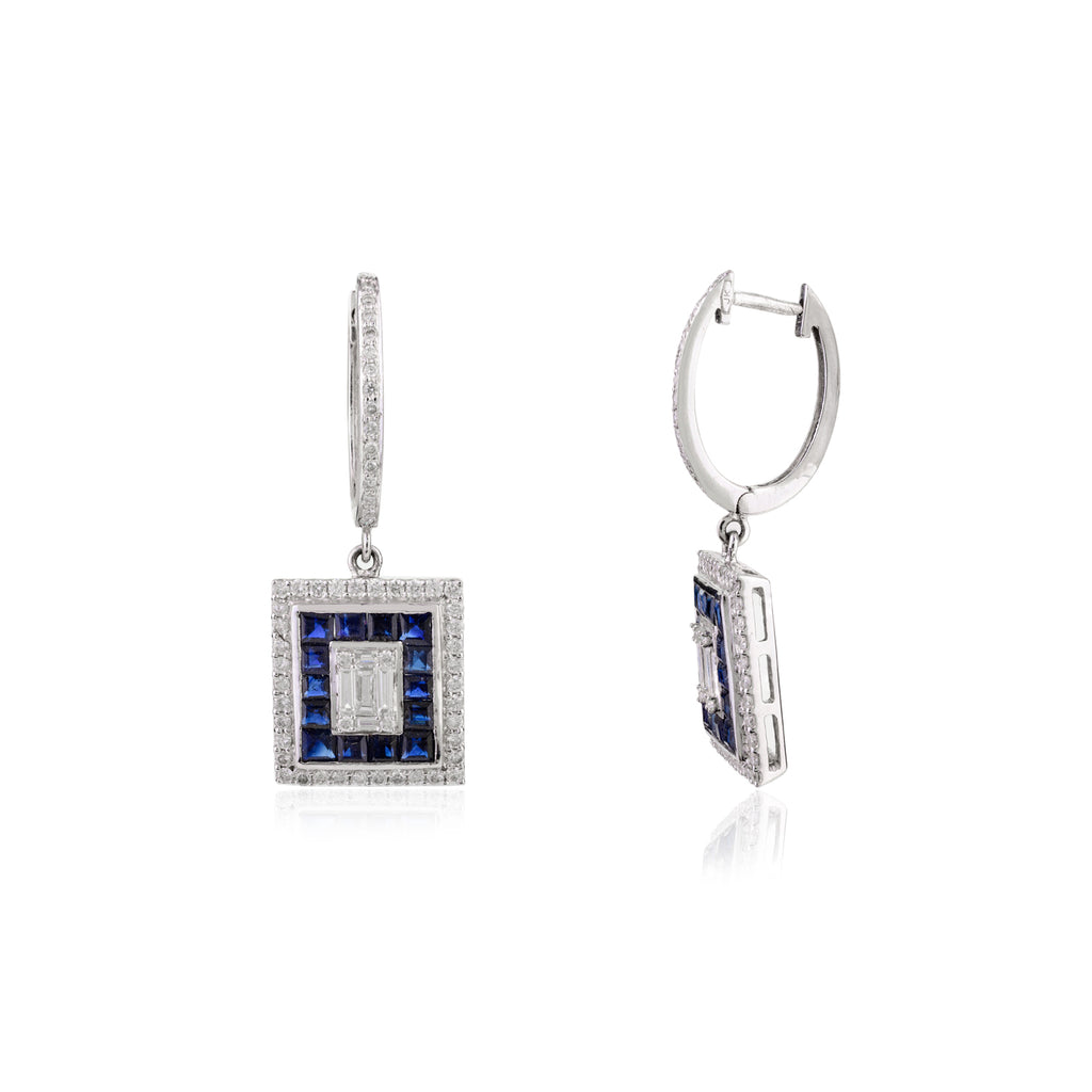 Blue Sapphire Diamond Earring
