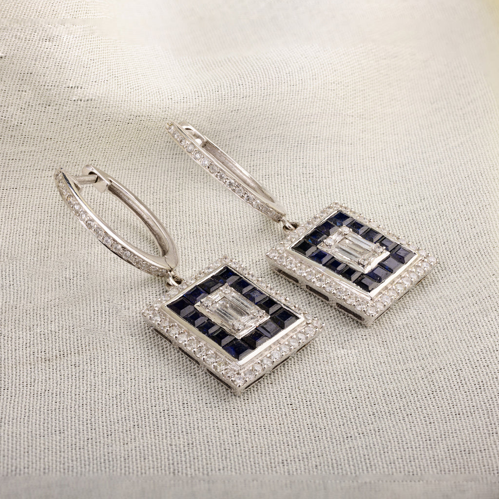 Blue Sapphire Diamond Earring