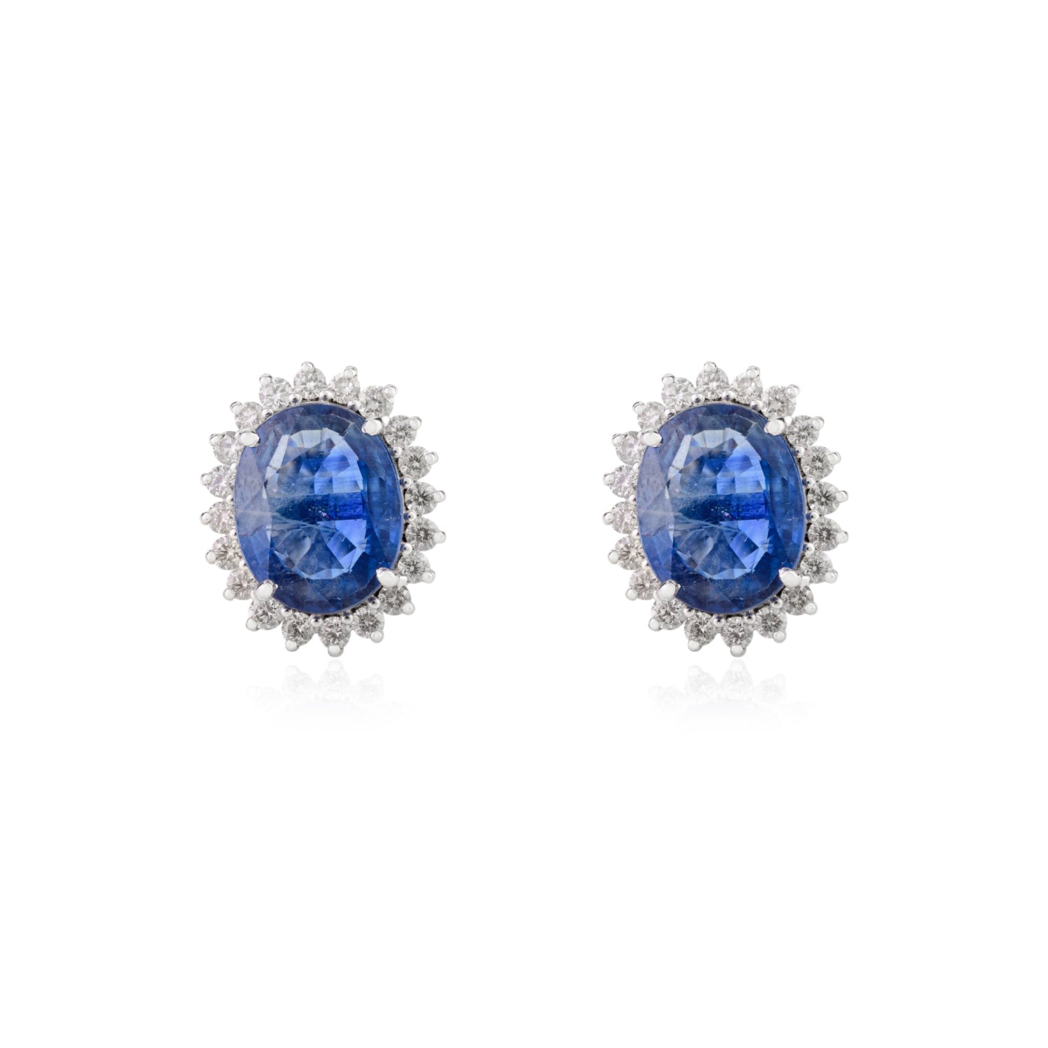 Diamond Blue Sapphire 18K Gold Stud Earring
