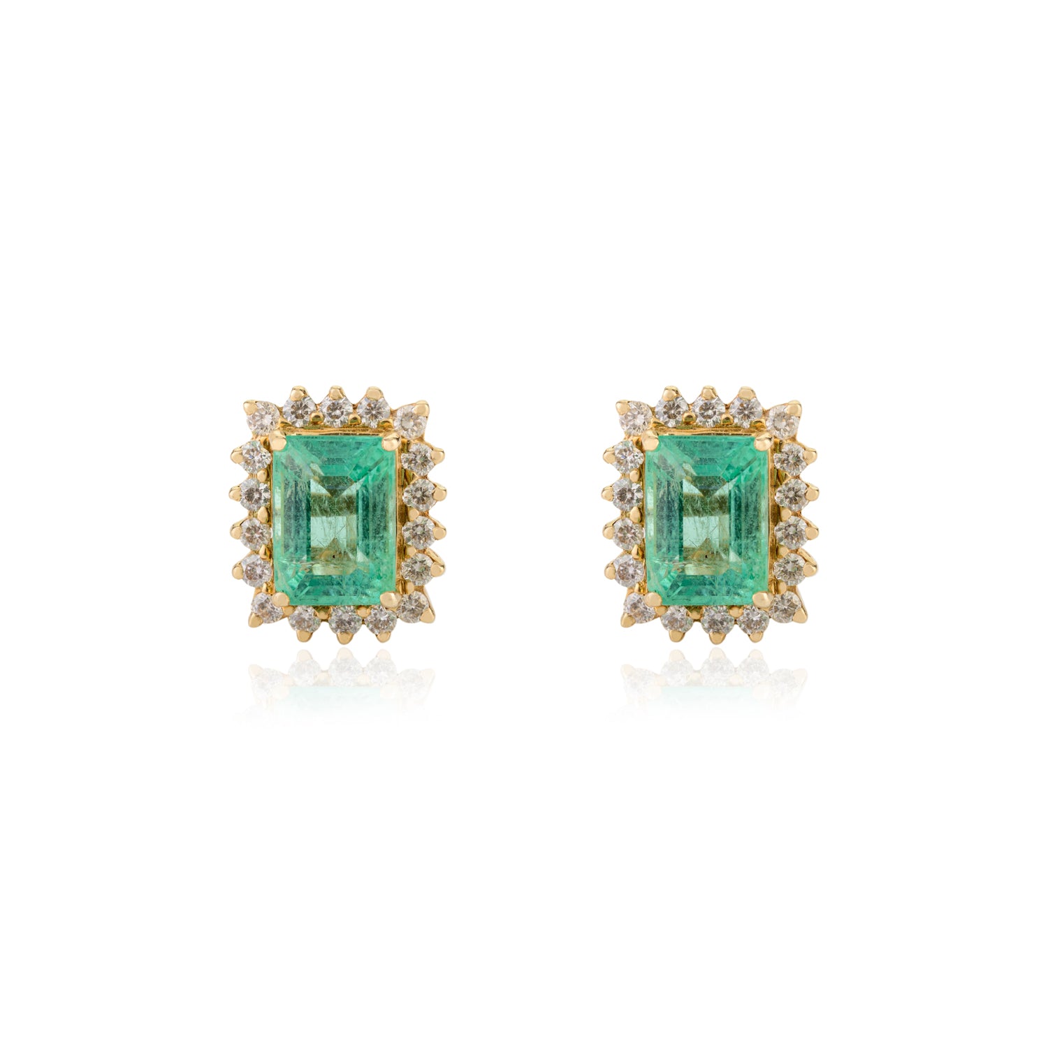 Emerald Diamond 18 K Gold Earring