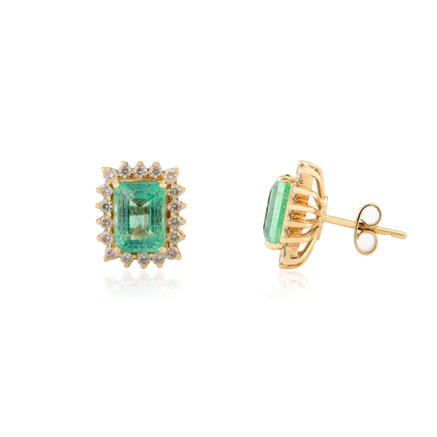 Emerald Diamond 18 K Gold Earring