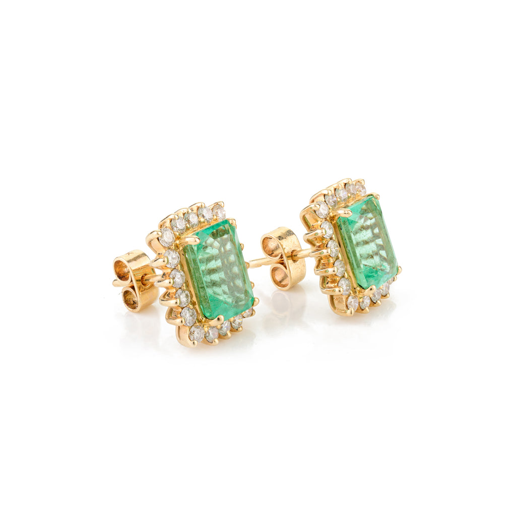Emerald Diamond 18 K Gold Earring