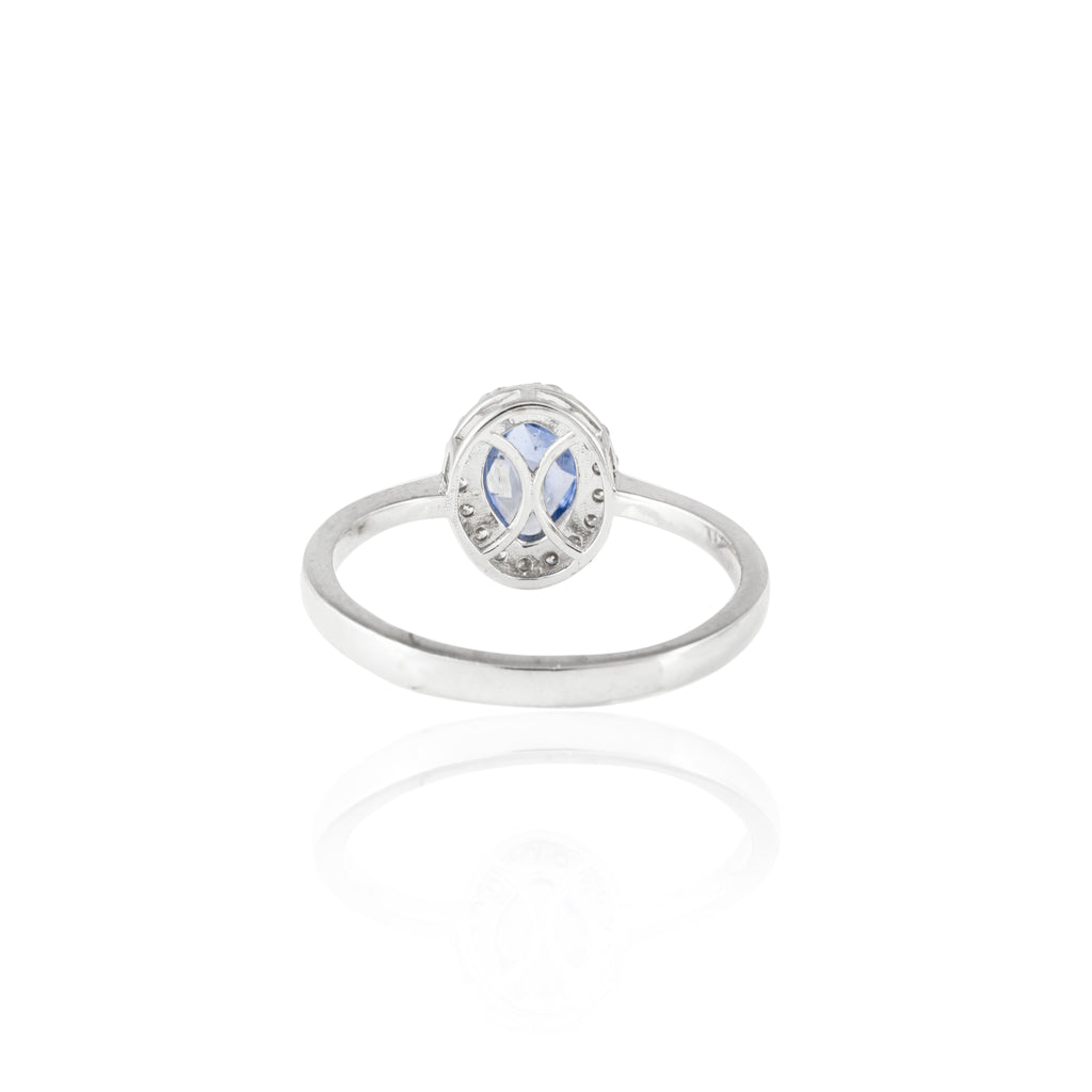 Rose Cut Blue Sapphire Diamond Ring Women