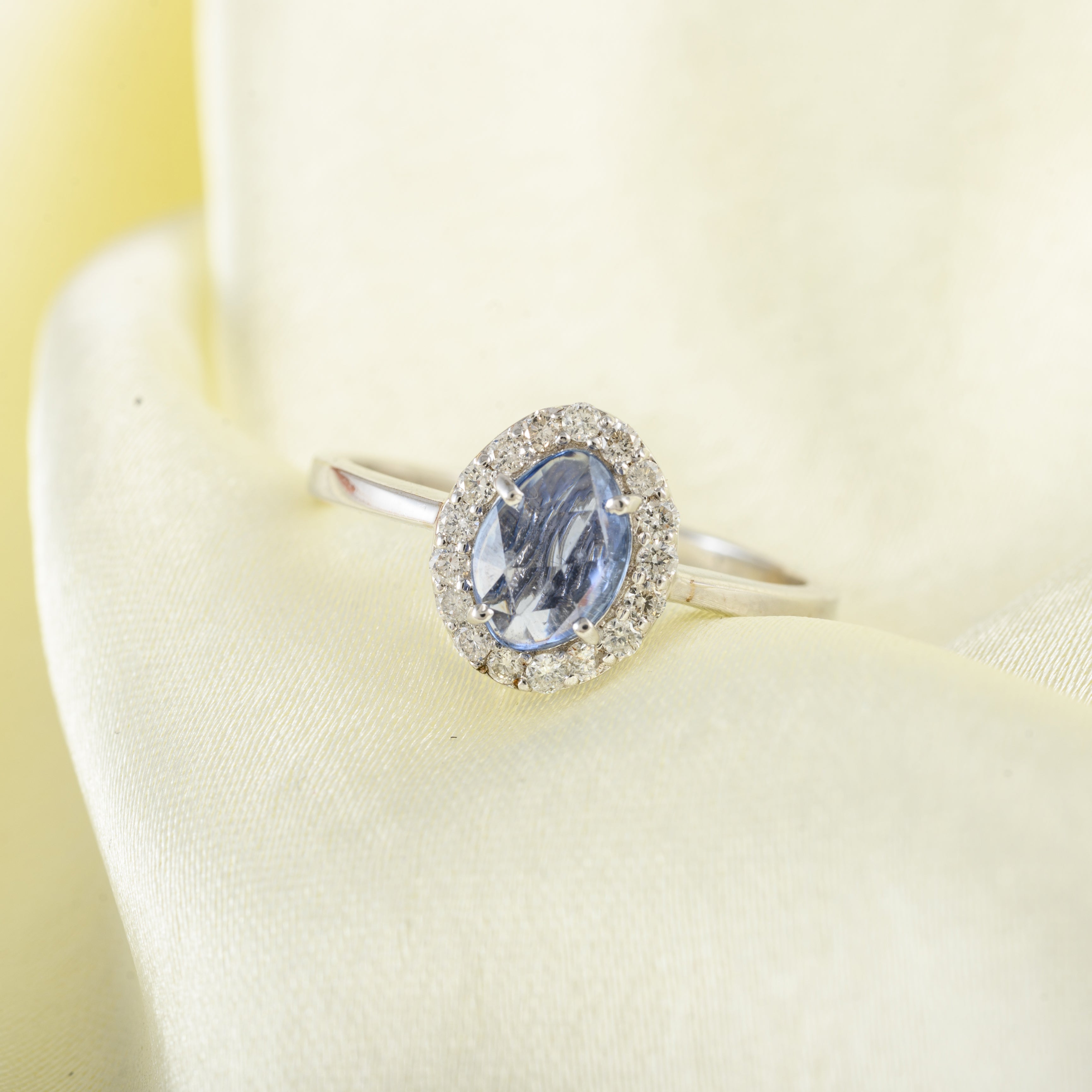 Rose Cut Blue Sapphire Diamond Ring Women