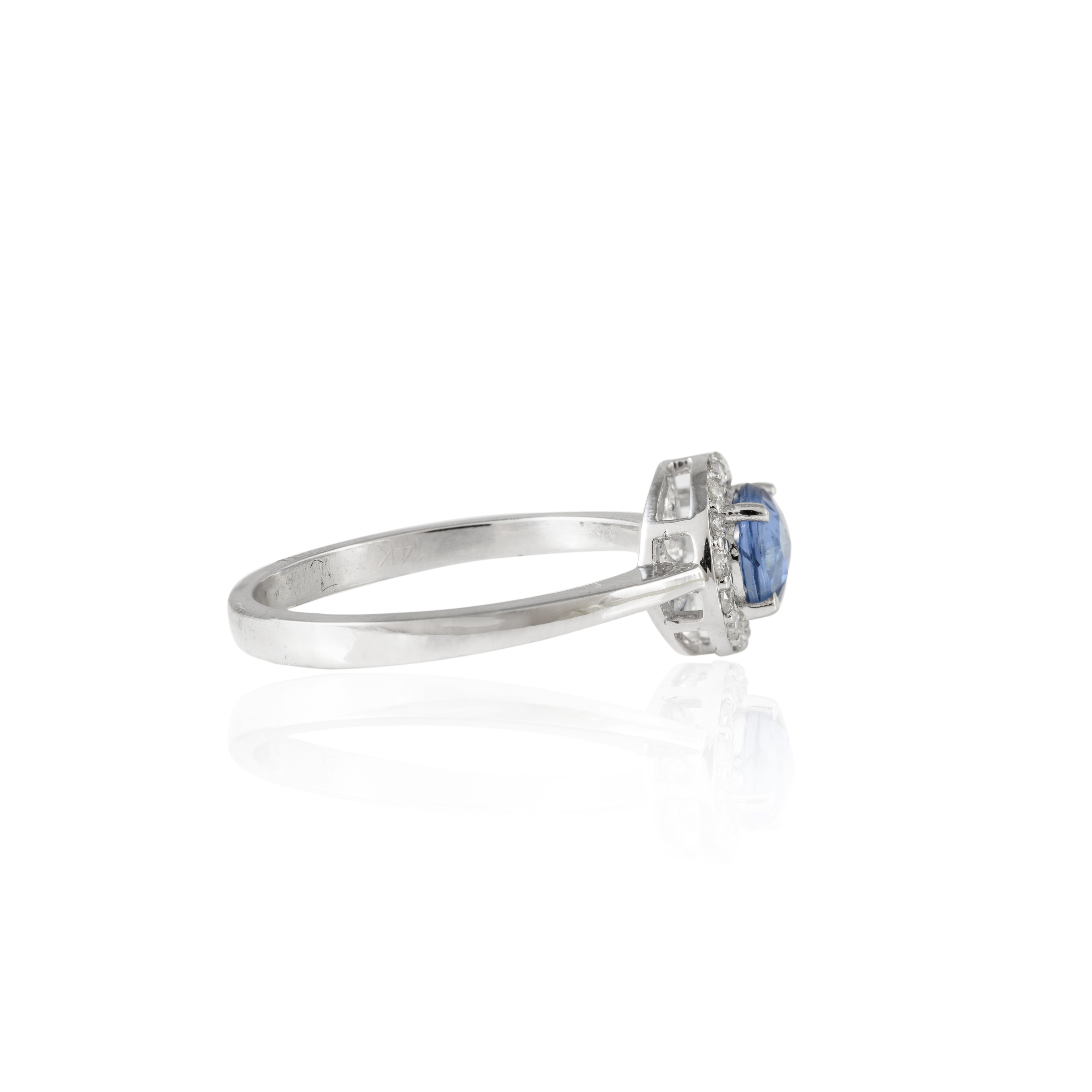 Rose Cut Round Blue Sapphire Diamond Ring Women