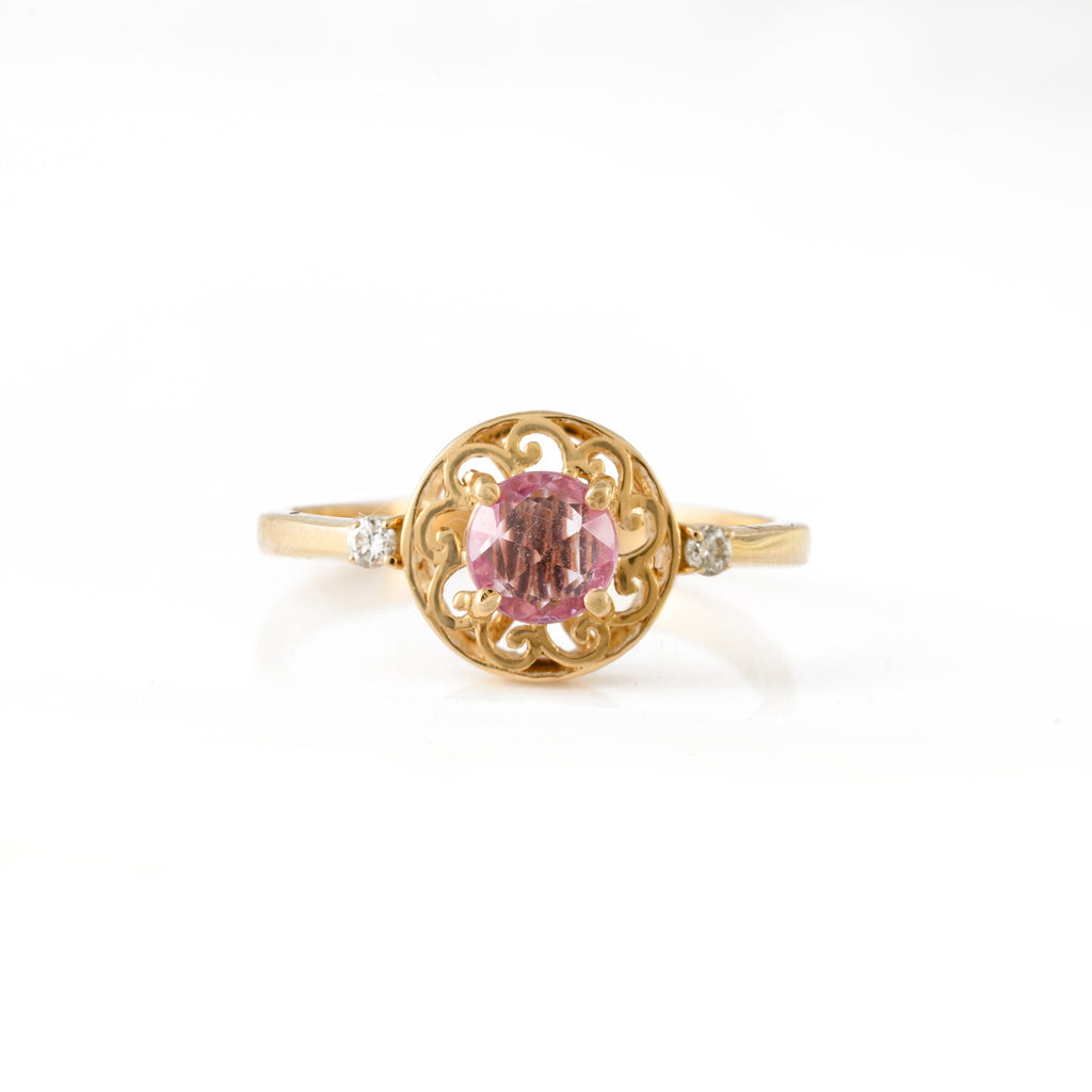 Natural Pink Sapphire Diamond Gold Ring