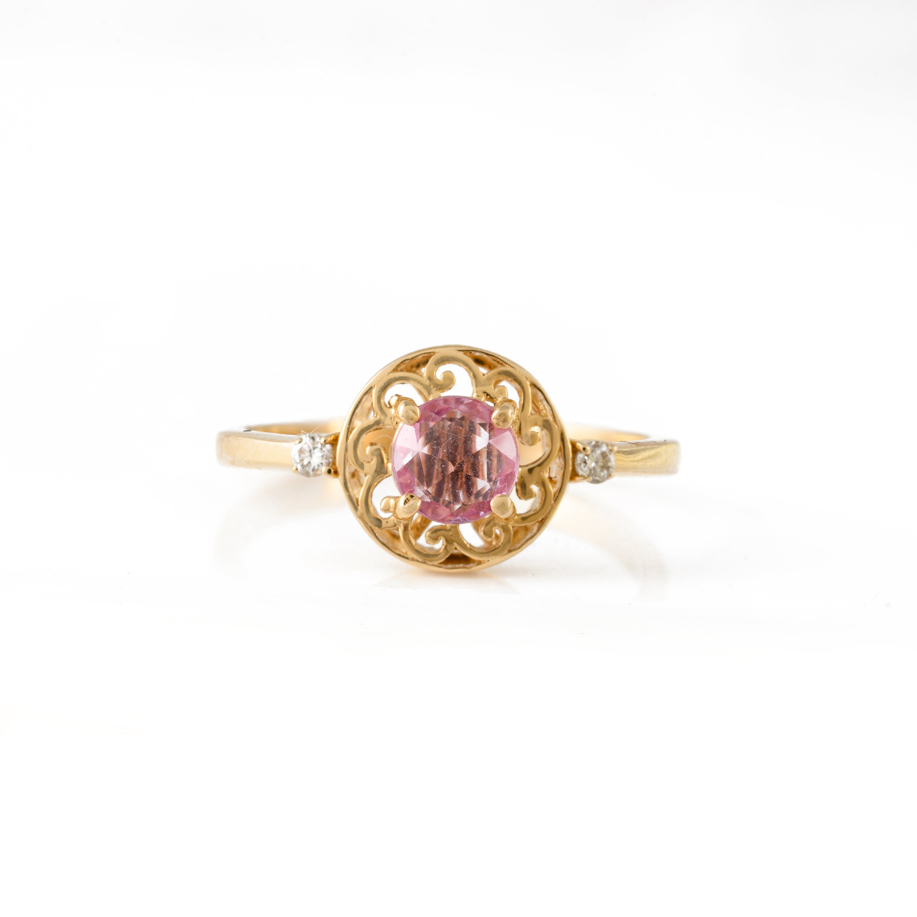 Natural Pink Sapphire Diamond Gold Ring