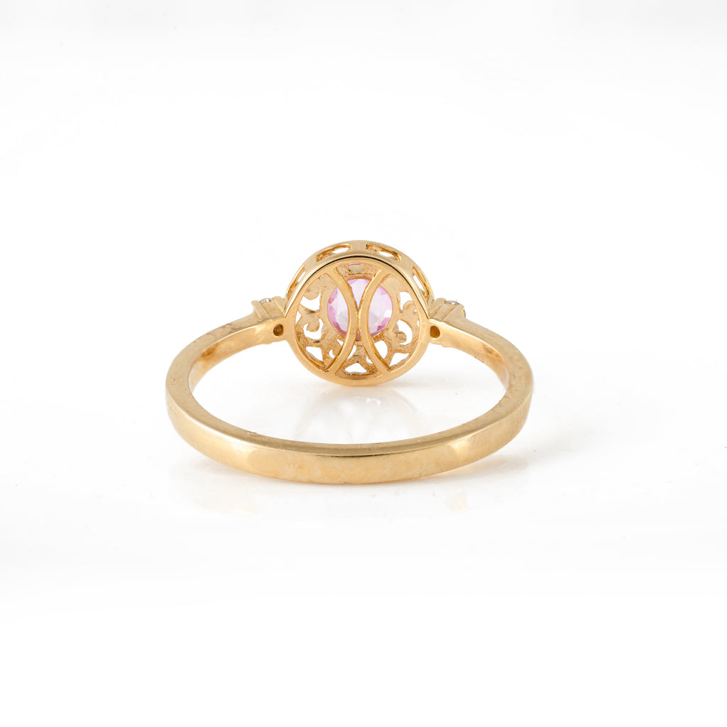 Natural Pink Sapphire Diamond Gold Ring