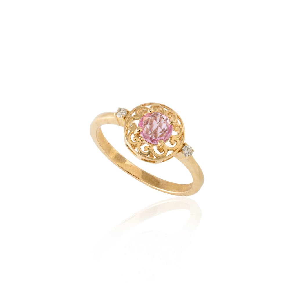 Natural Pink Sapphire Diamond Gold Ring