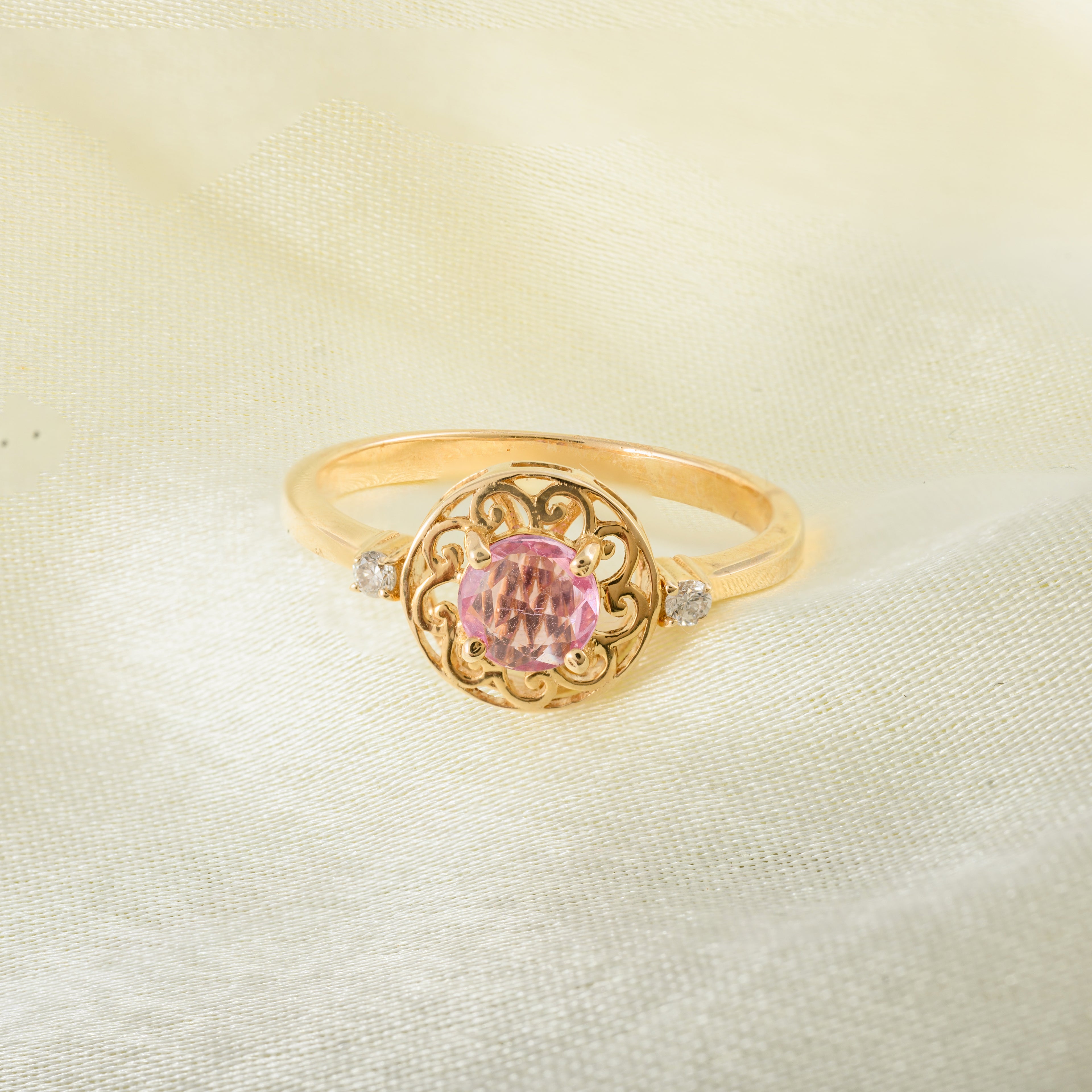 Natural Pink Sapphire Diamond Gold Ring