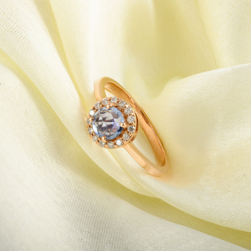 Real Diamond Gold Ring, Solid 14K Yellow Gold Ring