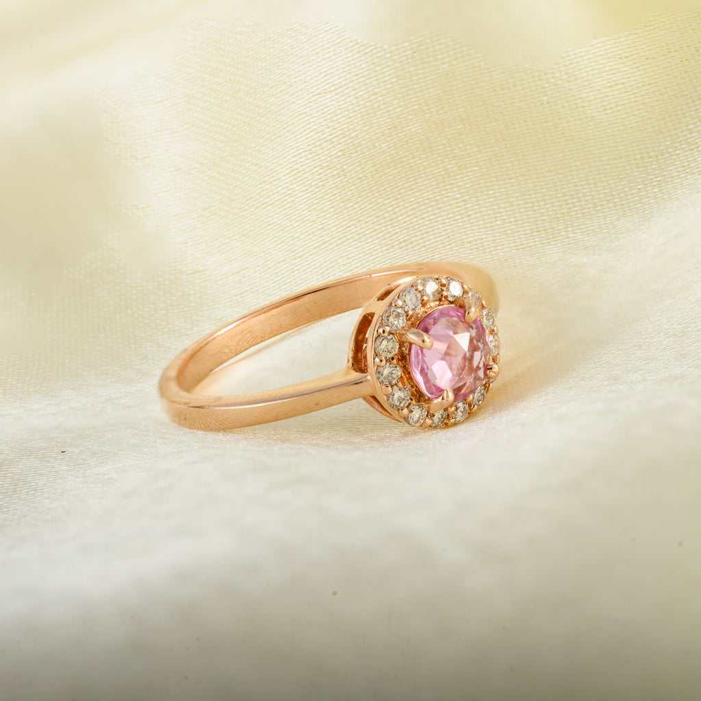 Natural Pink Sapphire Diamond Ring