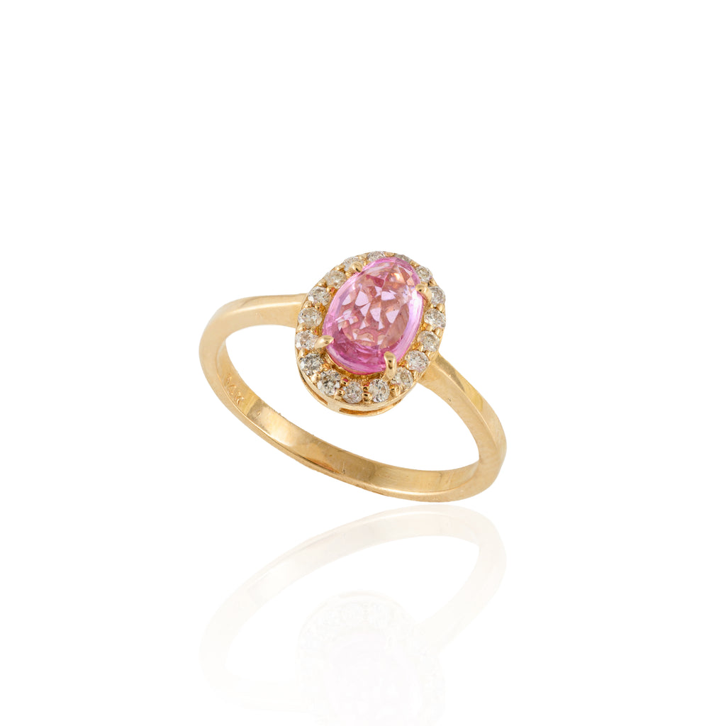 Rose Cut Pink Sapphire Diamond Ring