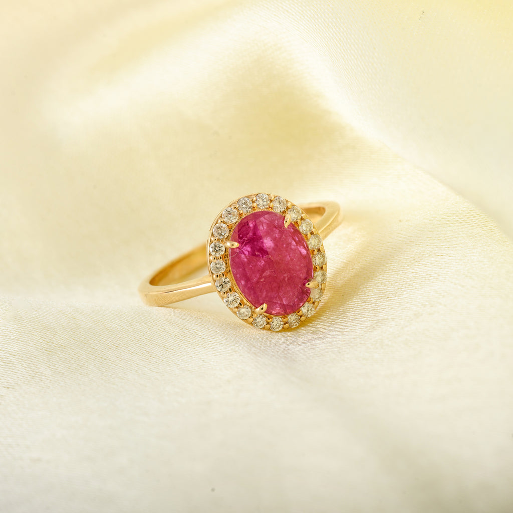 Pink Sapphire Diamond Ring
