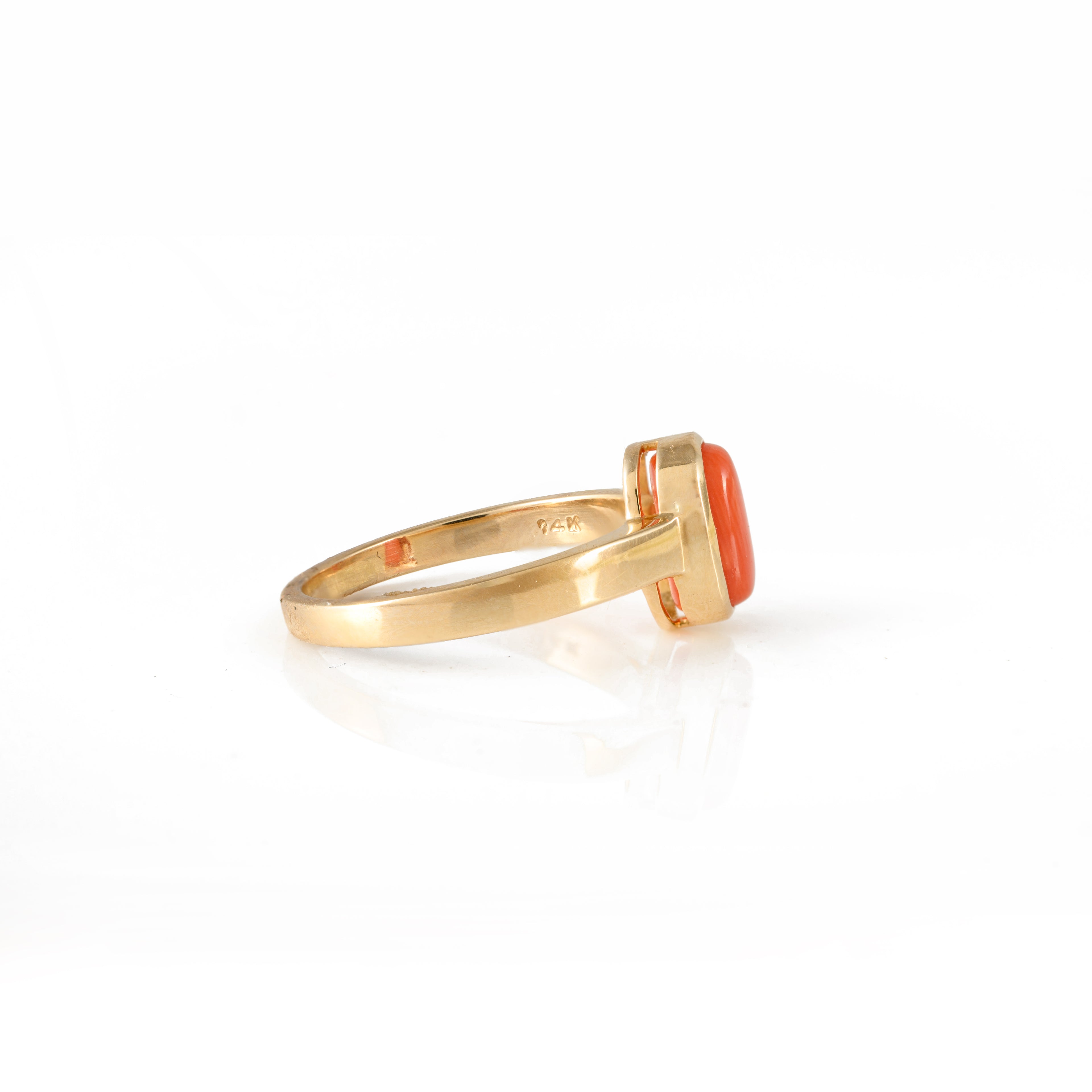 Red Coral Gold Ring