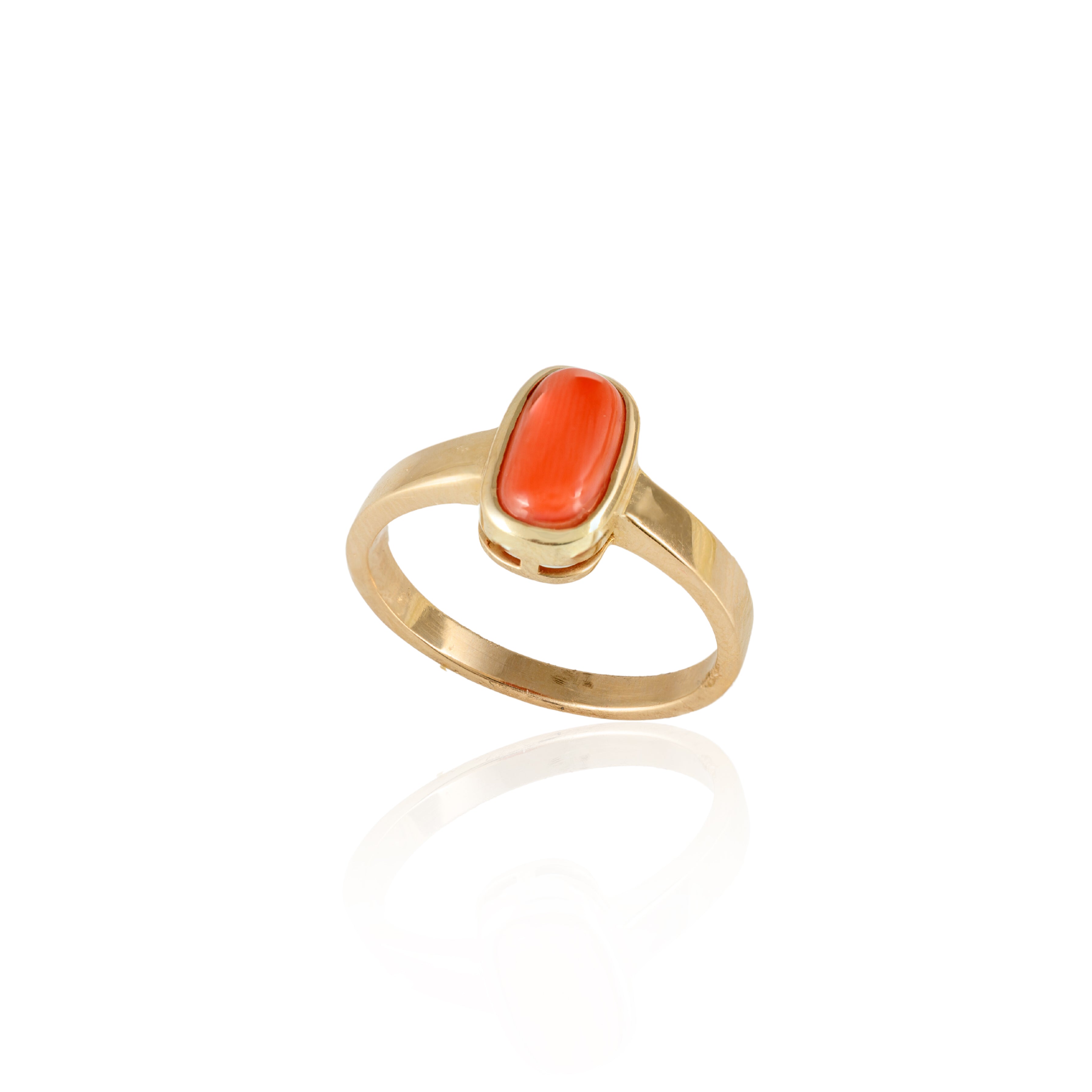 Red Coral Gold Ring