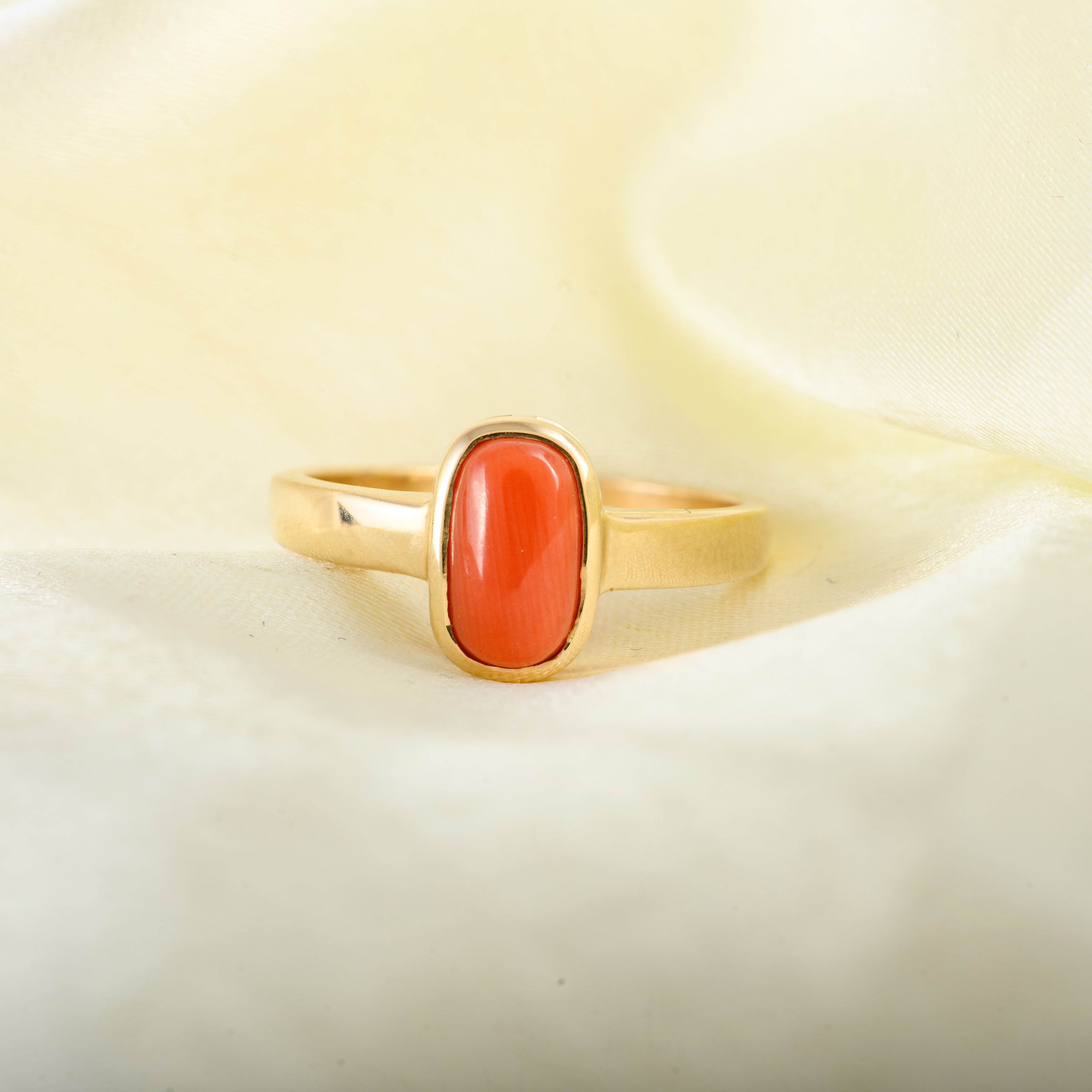 Red Coral Gold Ring