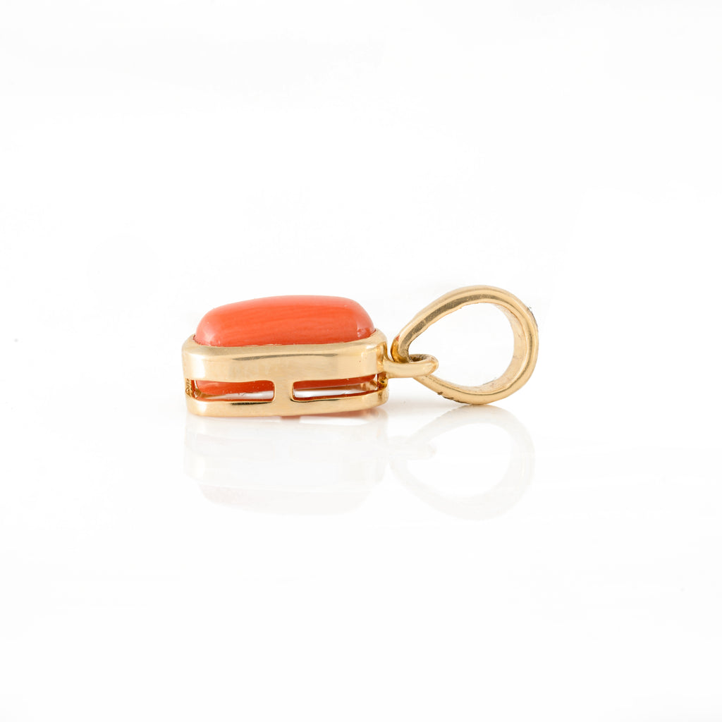 Red Coral Pendant Gold Necklace