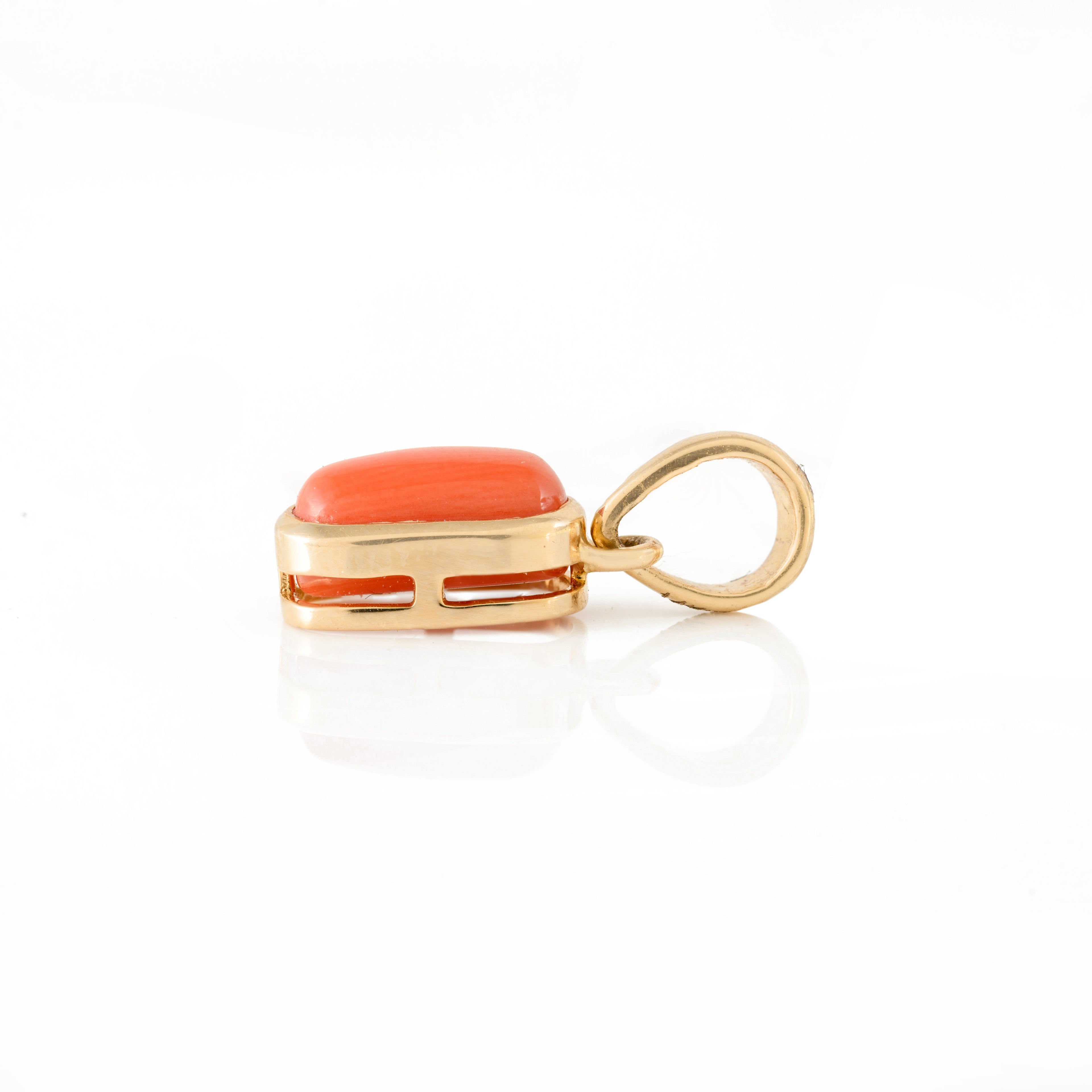 Red Coral Pendant Gold Necklace