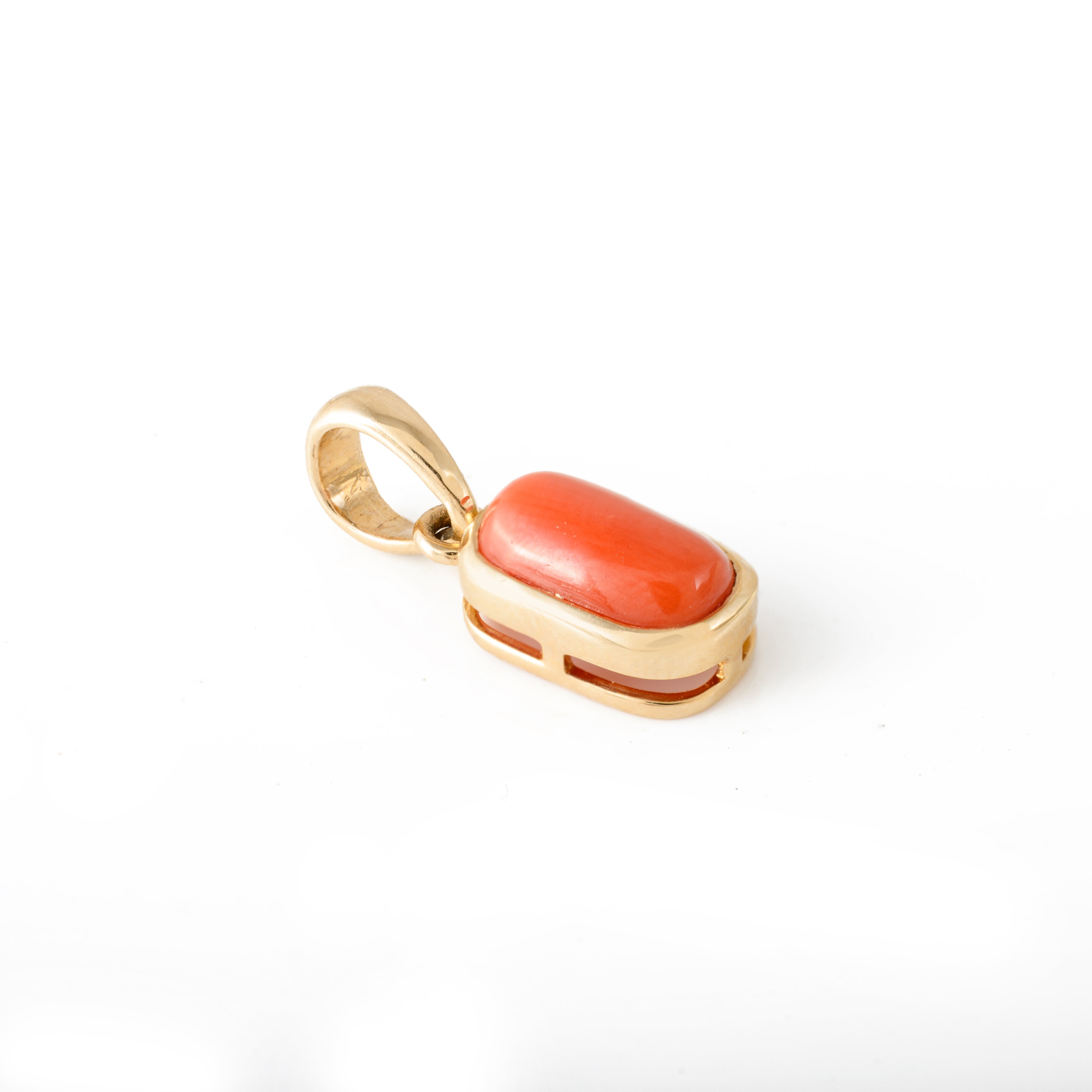 Red Coral Pendant Gold Necklace