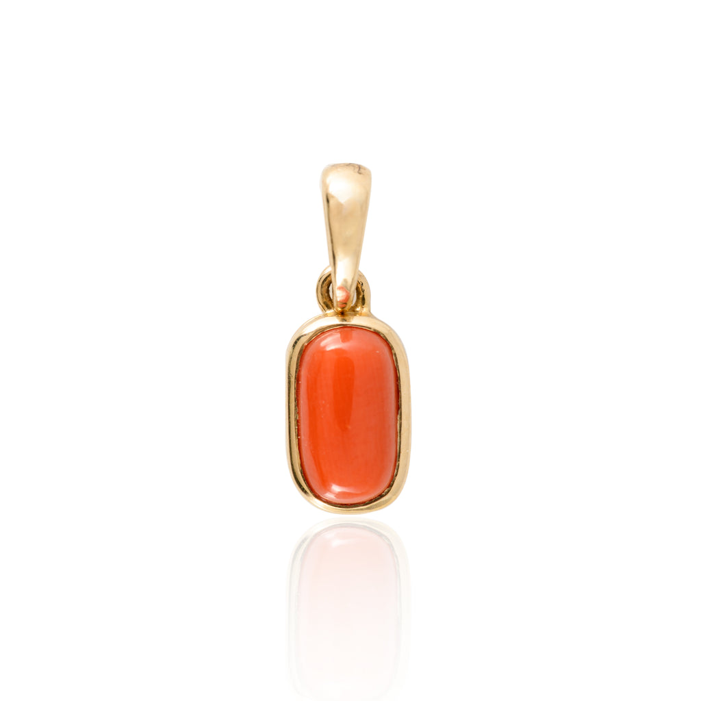 Red Coral Pendant Gold Necklace