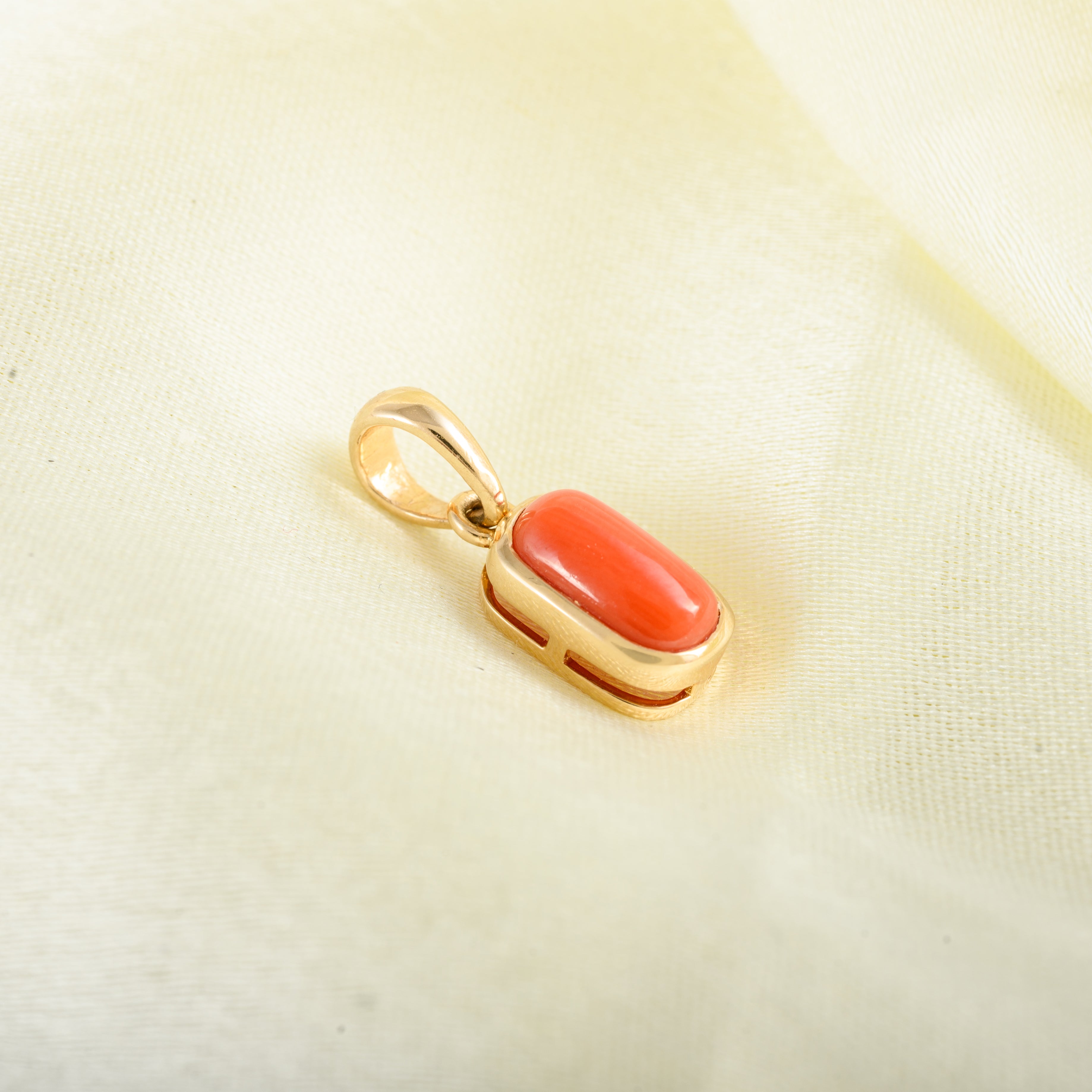 Red Coral Pendant Gold Necklace