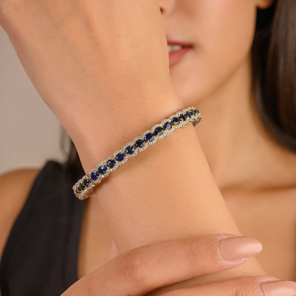 Blue Sapphire Diamond Bangle