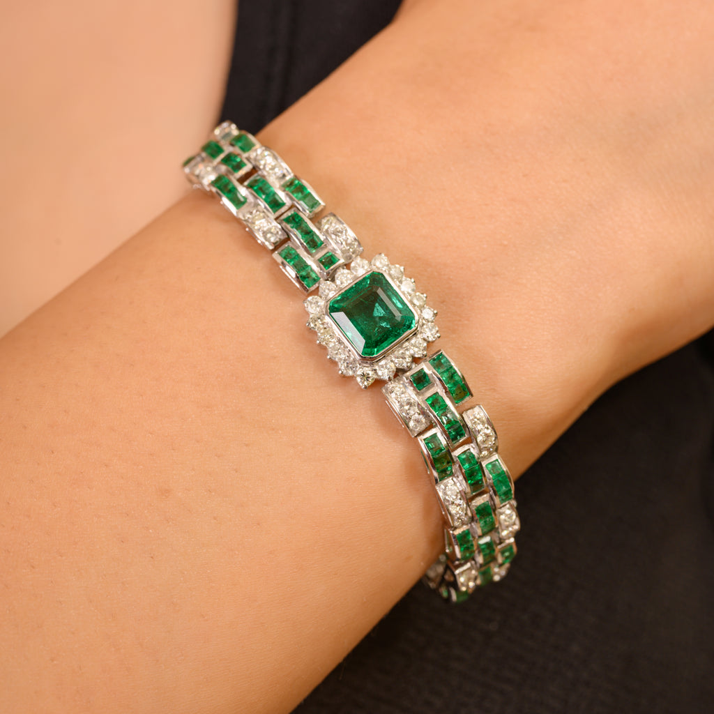 Emerald & Diamond Bangle Bracelet