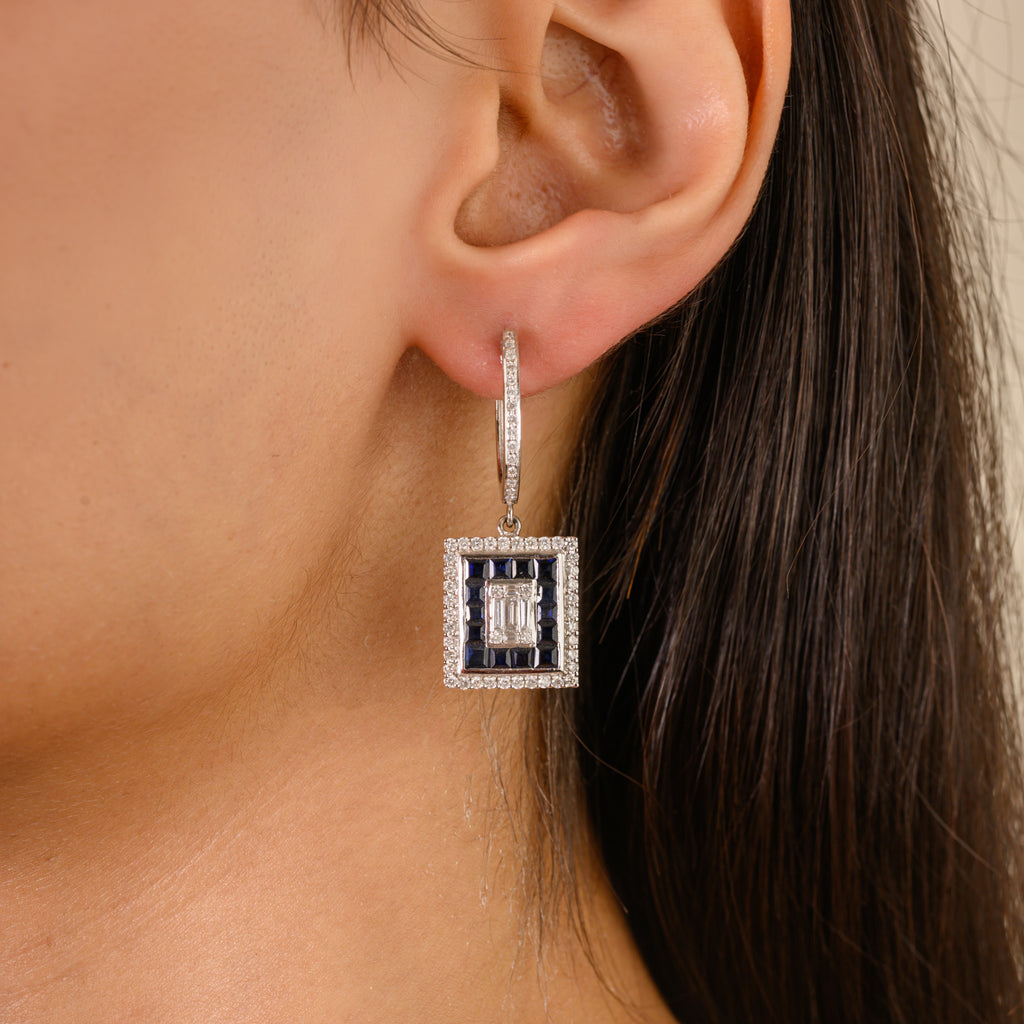 Blue Sapphire Diamond Earring