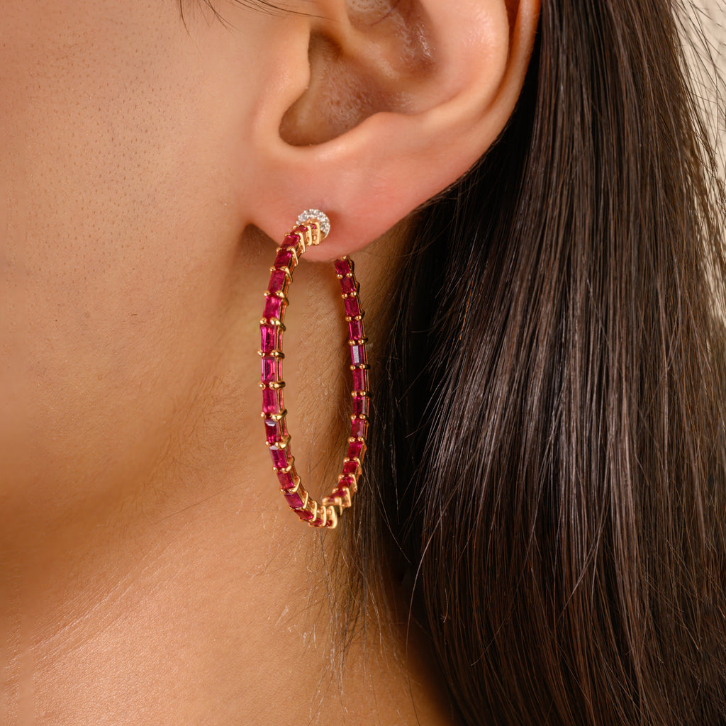 18K Gold Ruby Earring