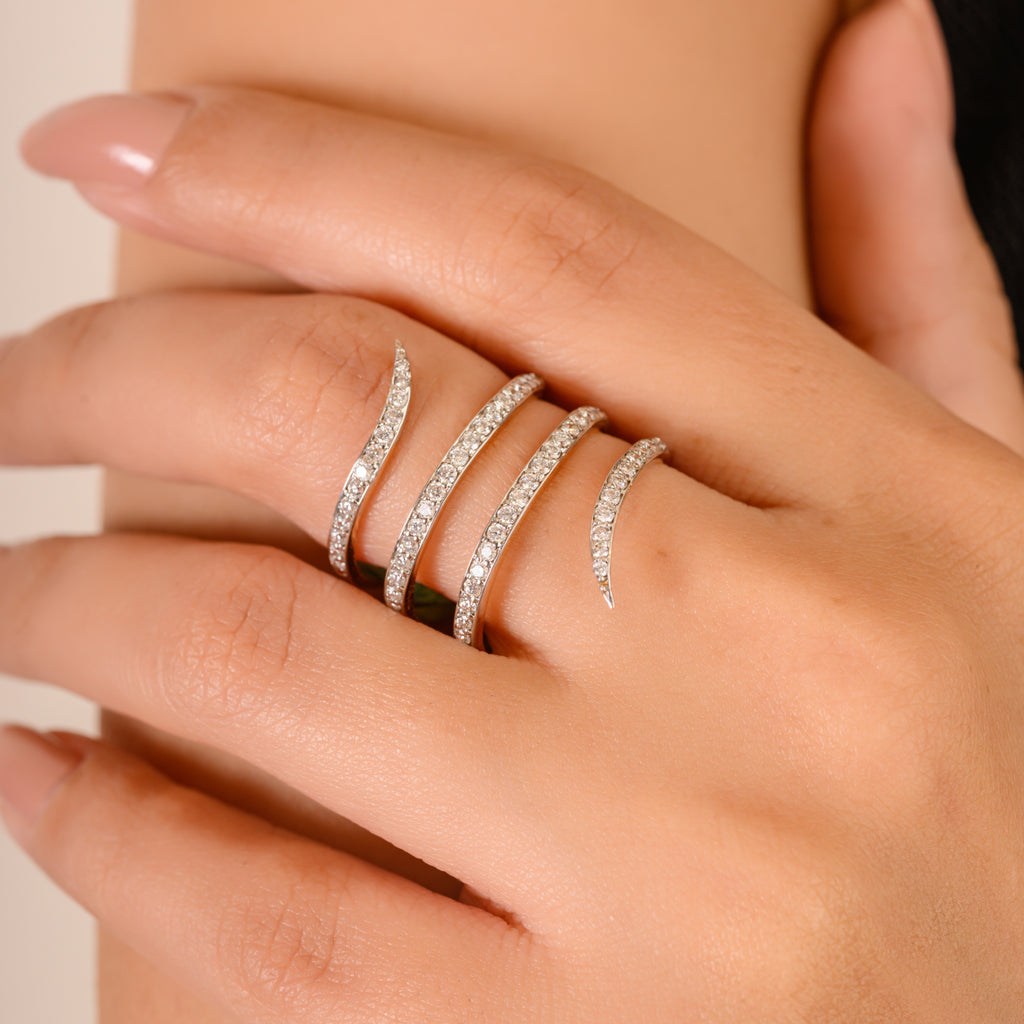 Diamond Spiral Ring in Gold