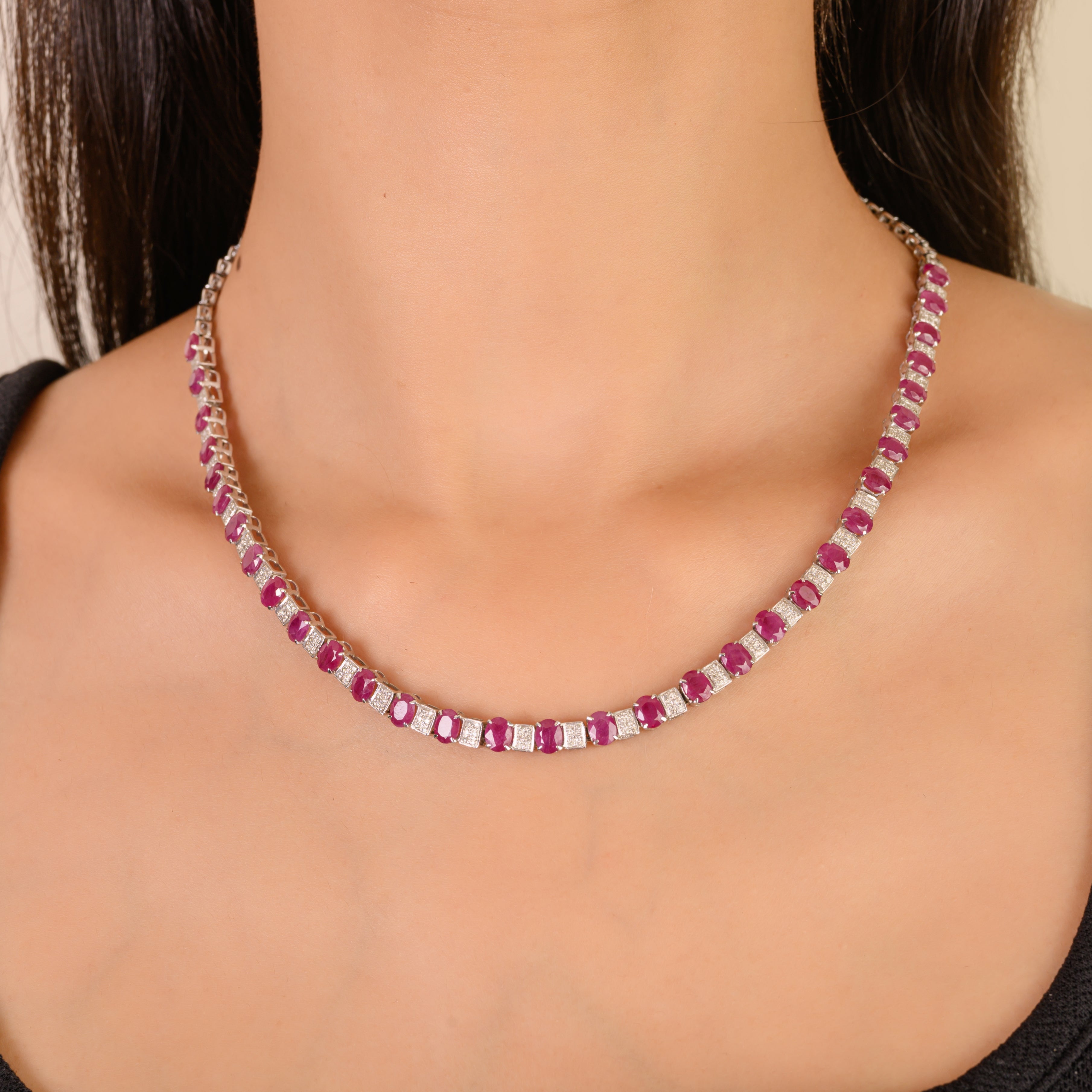 Ruby Diamond 18K Gold Necklace