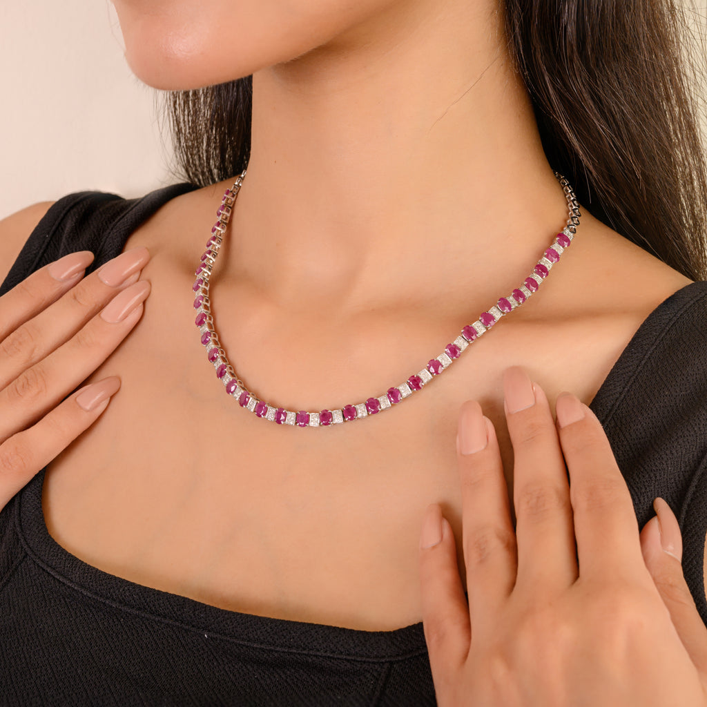 Ruby Diamond 18K Gold Necklace