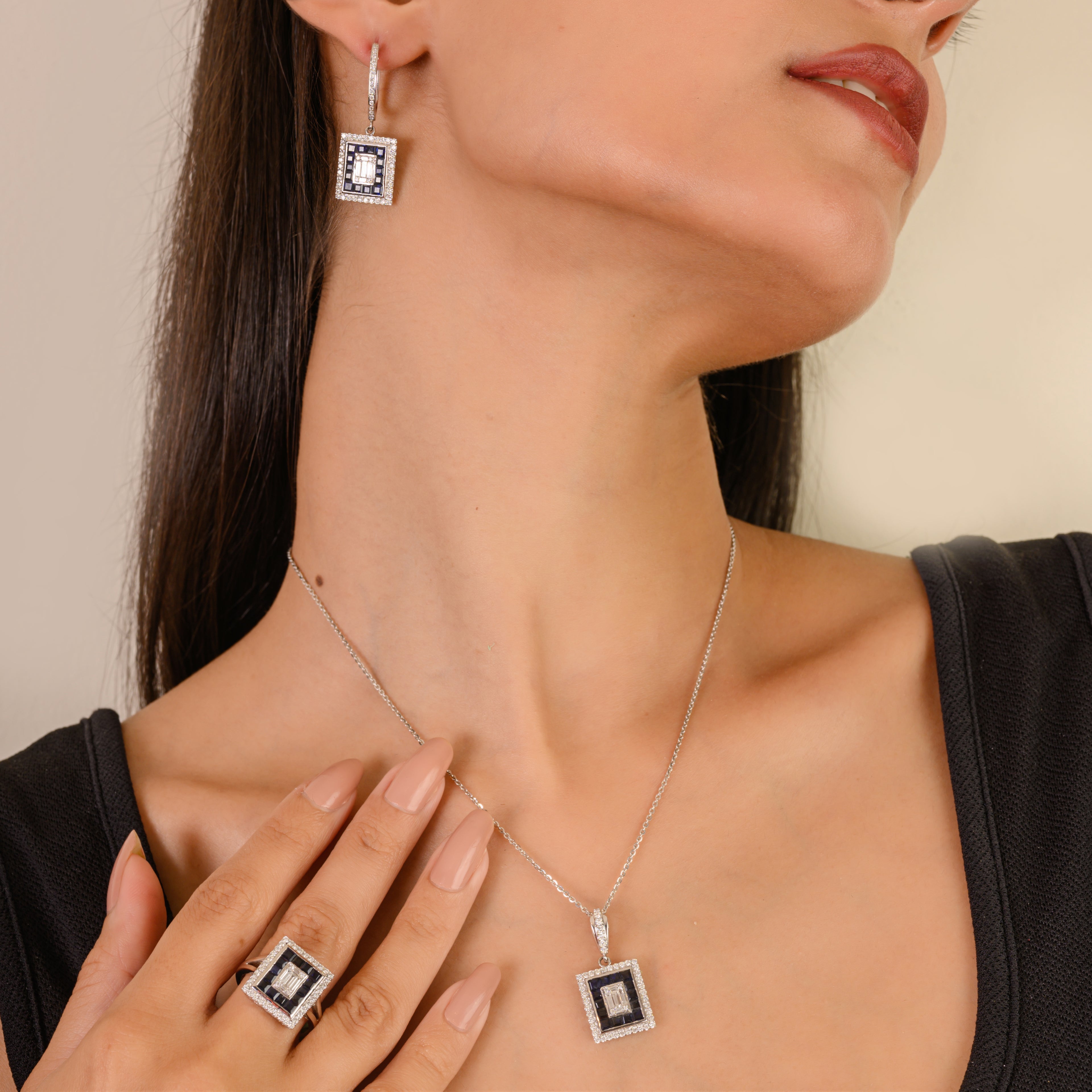 Blue Sapphire & Diamond Necklace for Women