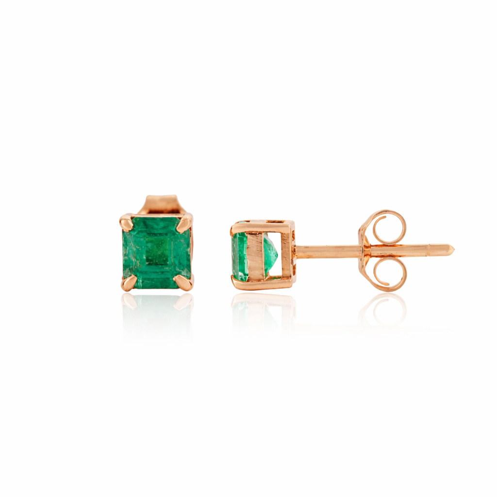 Natural Emerald Stud Earring