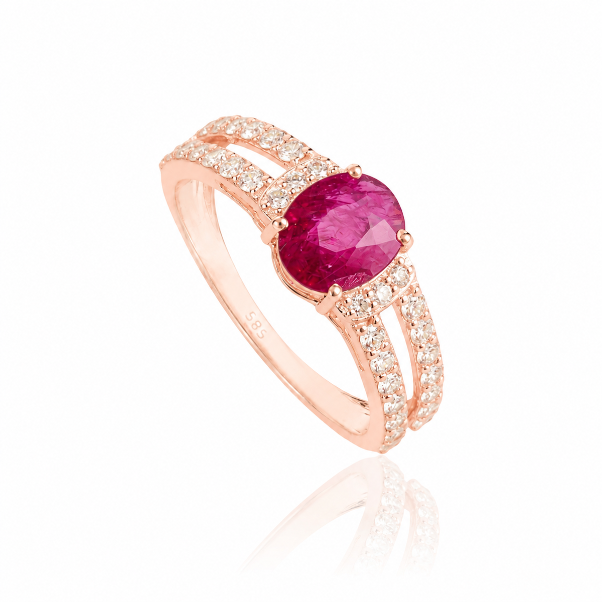 Ruby & Diamond Split Shank Ring
